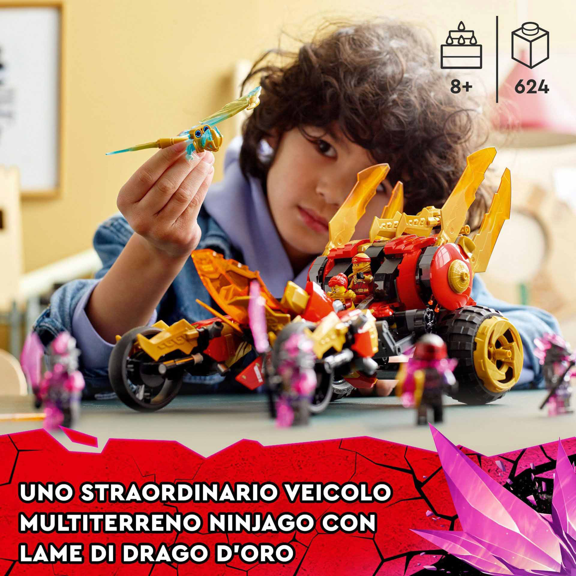 LEGO Ninjago Raider-Drago d'Oro di Kai, Set Serie TV Crystallized con Minifigur 71773, , large