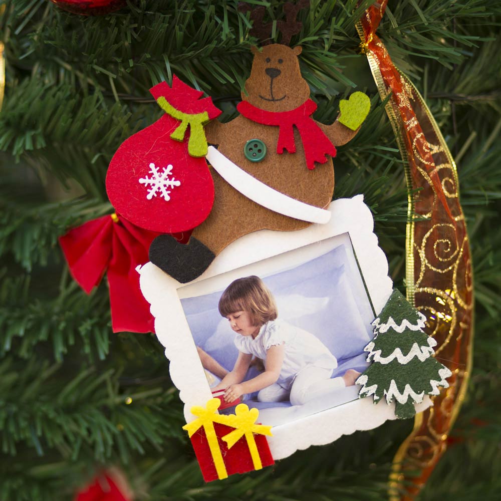 Portafoto in feltro per albero di Natale, , large