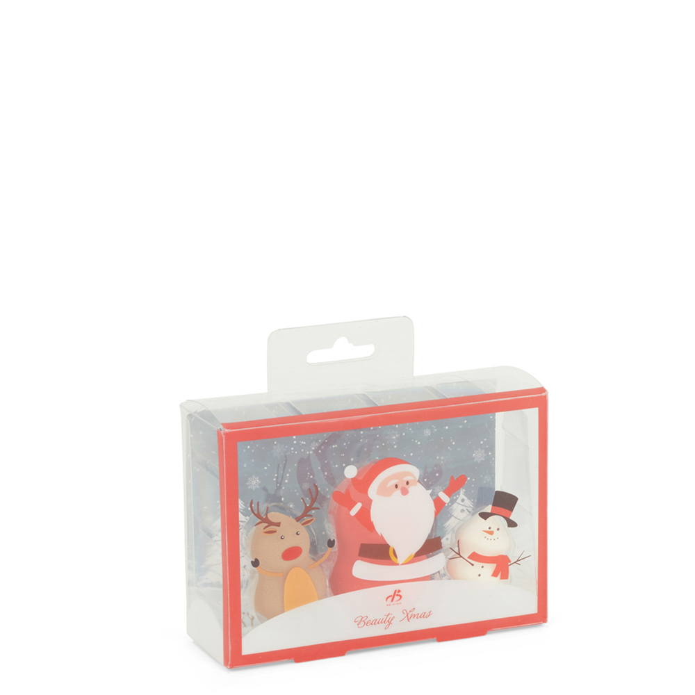 Spugnette per trucco natalizie - Set da 3 pz, colore rosso, rosso, large