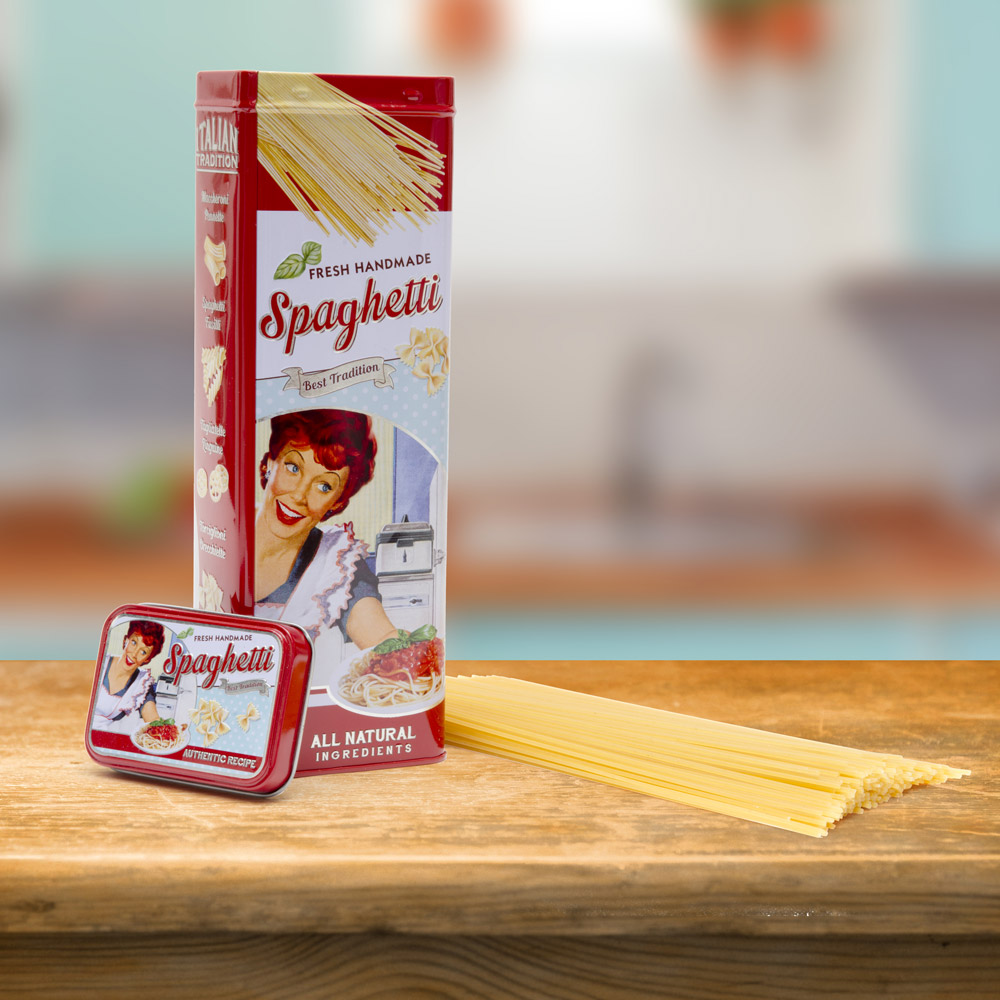 Scatola in latta vintage per spaghetti, , large