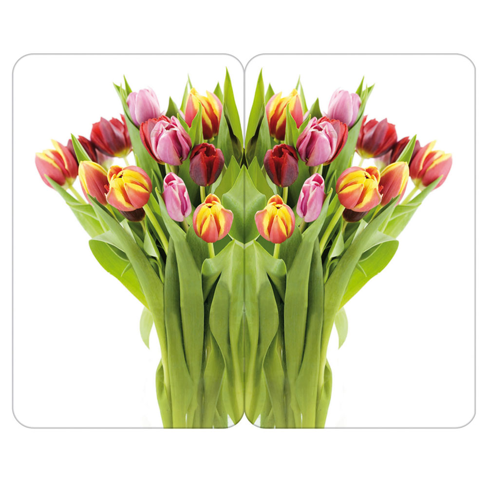 Set di due copri-fornelli in vetro - Tulipani, , large