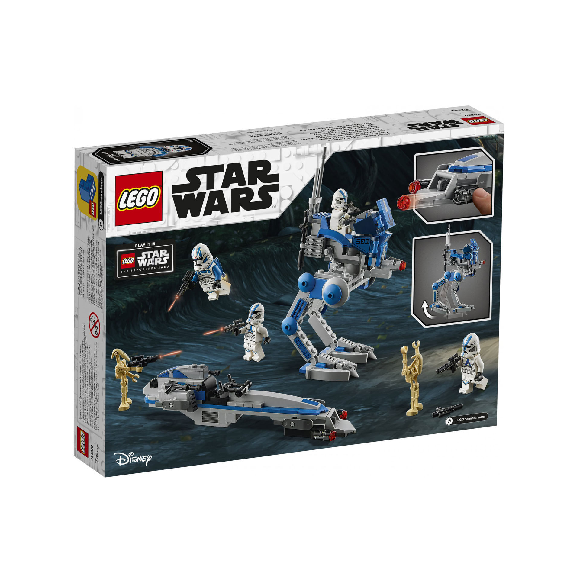 LEGO Star Wars Clone Trooper della Legione 501 Walker AT, BARC Speeder e Droidi  75280, , large