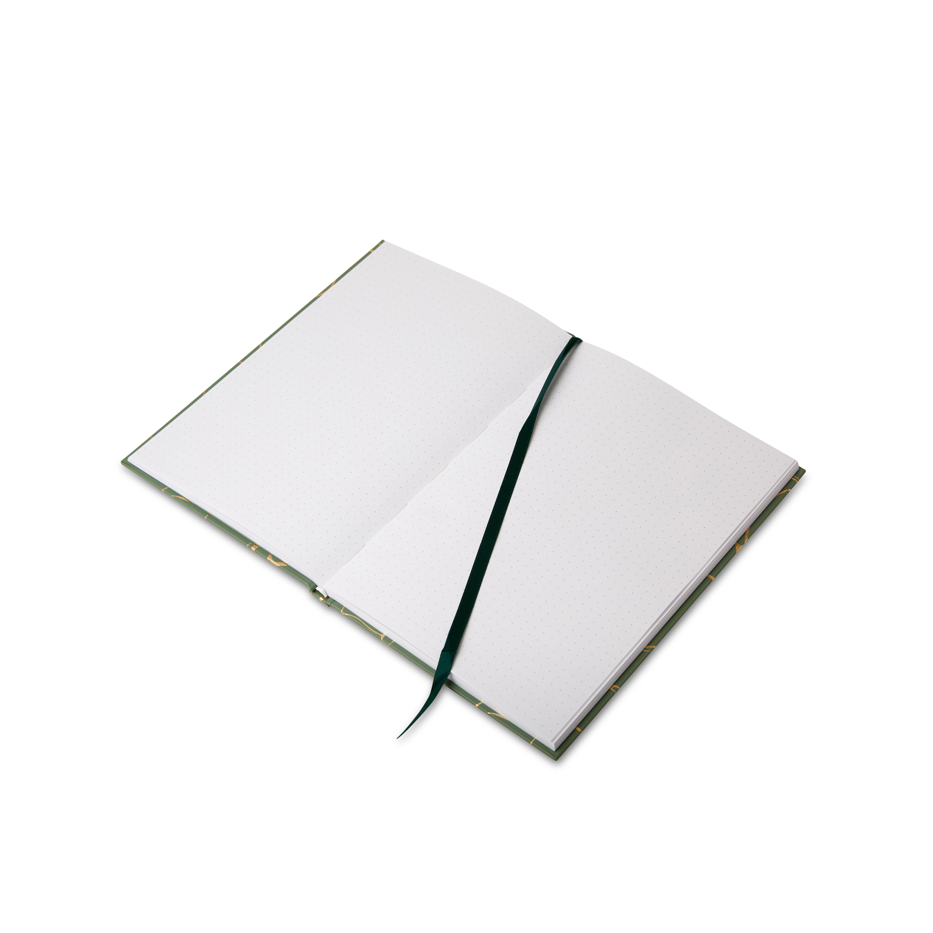 Quaderno A5 A Quadretti Con Copertina Rigida Color Verde Marmorizzato Oro, , large