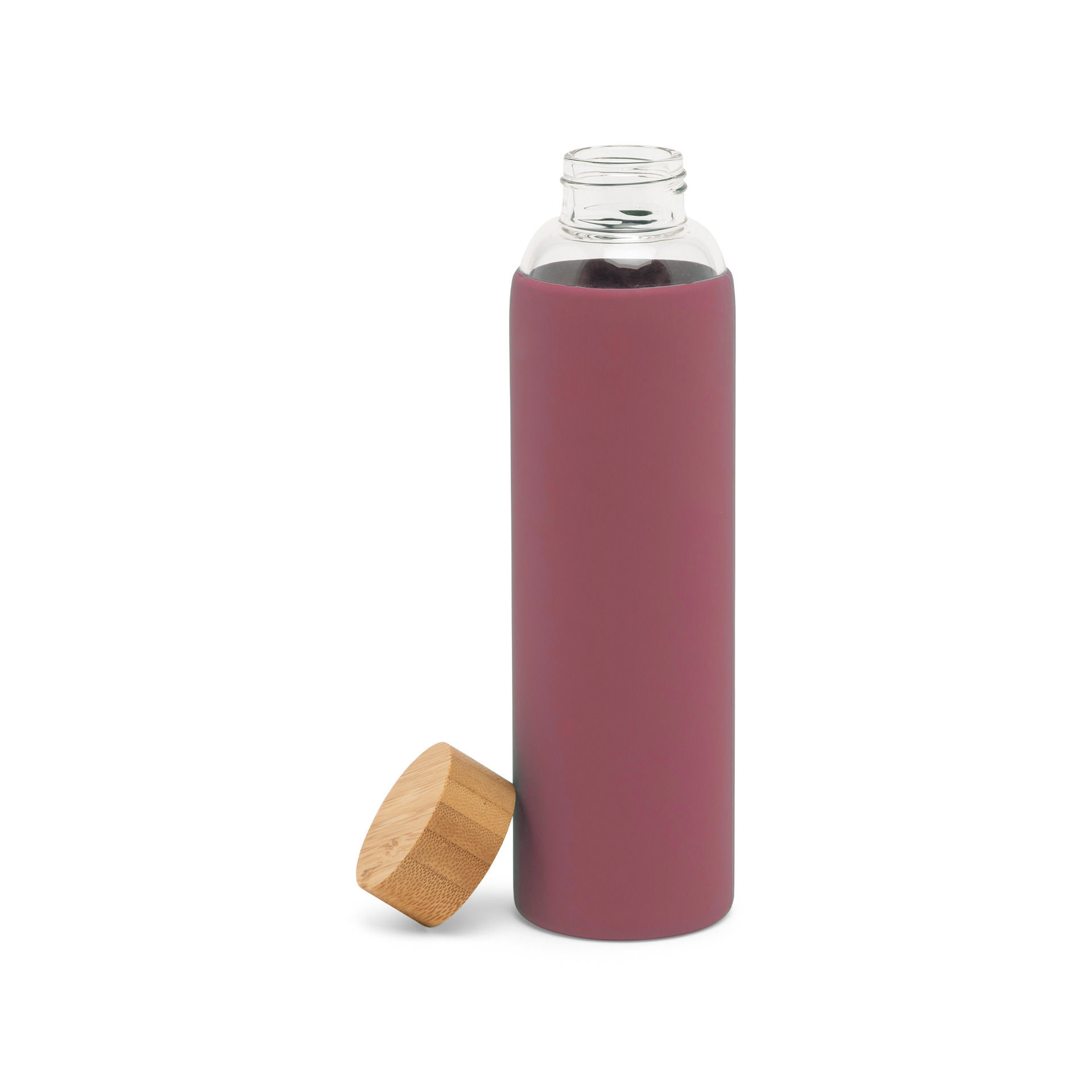 Borraccia in vetro, silicone e bambù, , large