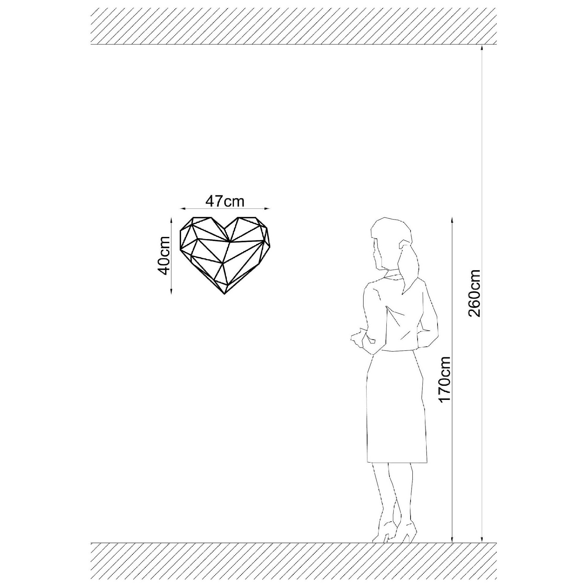 HOMEMANIA Decorazione da Parete Heart, nero, , large
