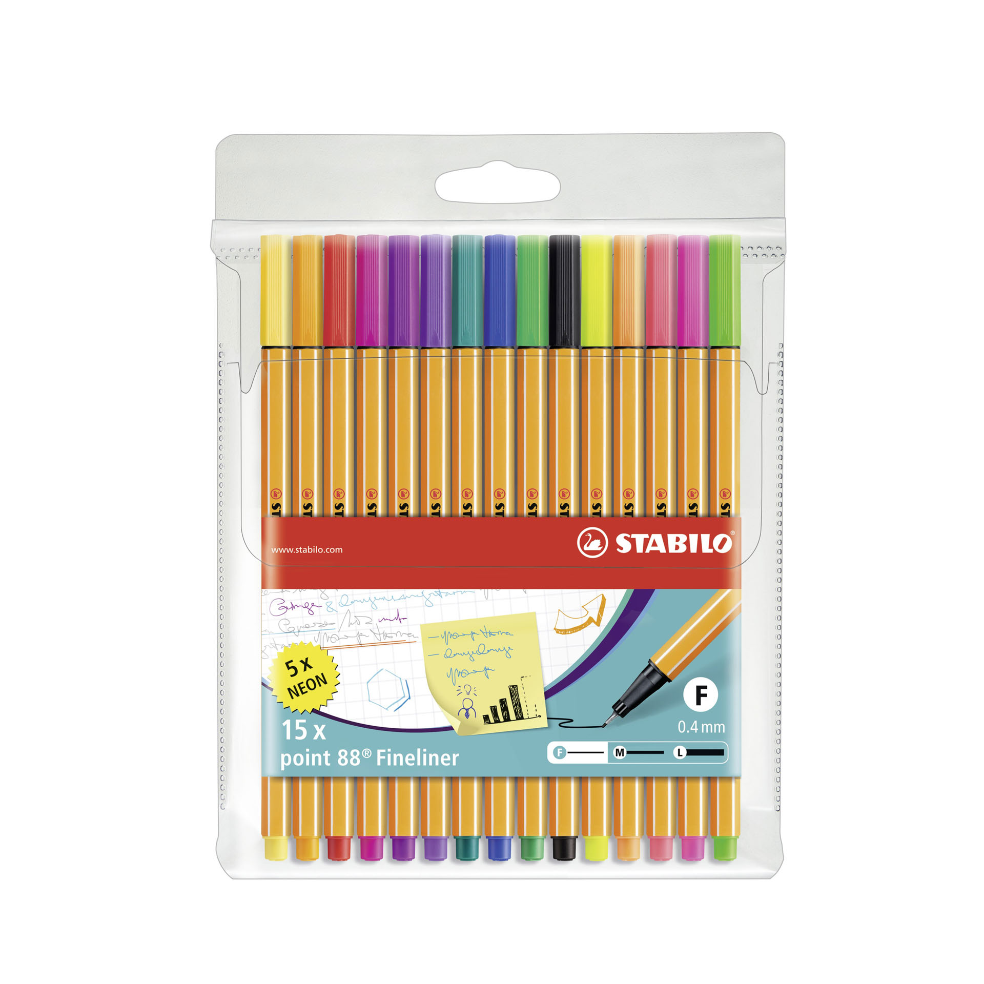 Fineliner - STABILO point 88 - Astuccio da 15 - Colori assortiti, , large