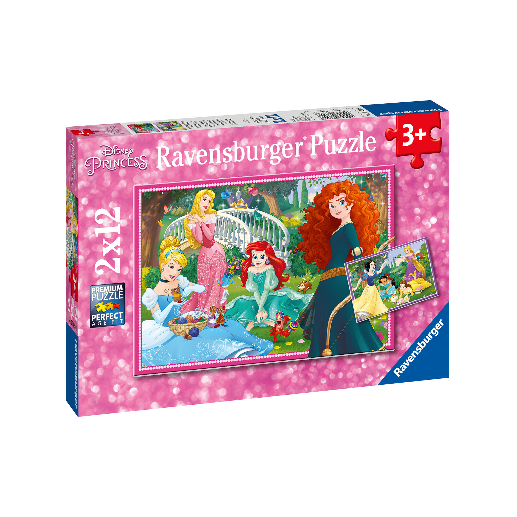 Ravensburger Puzzle 2x12 pezzi 07620 - Disney Princess, , large