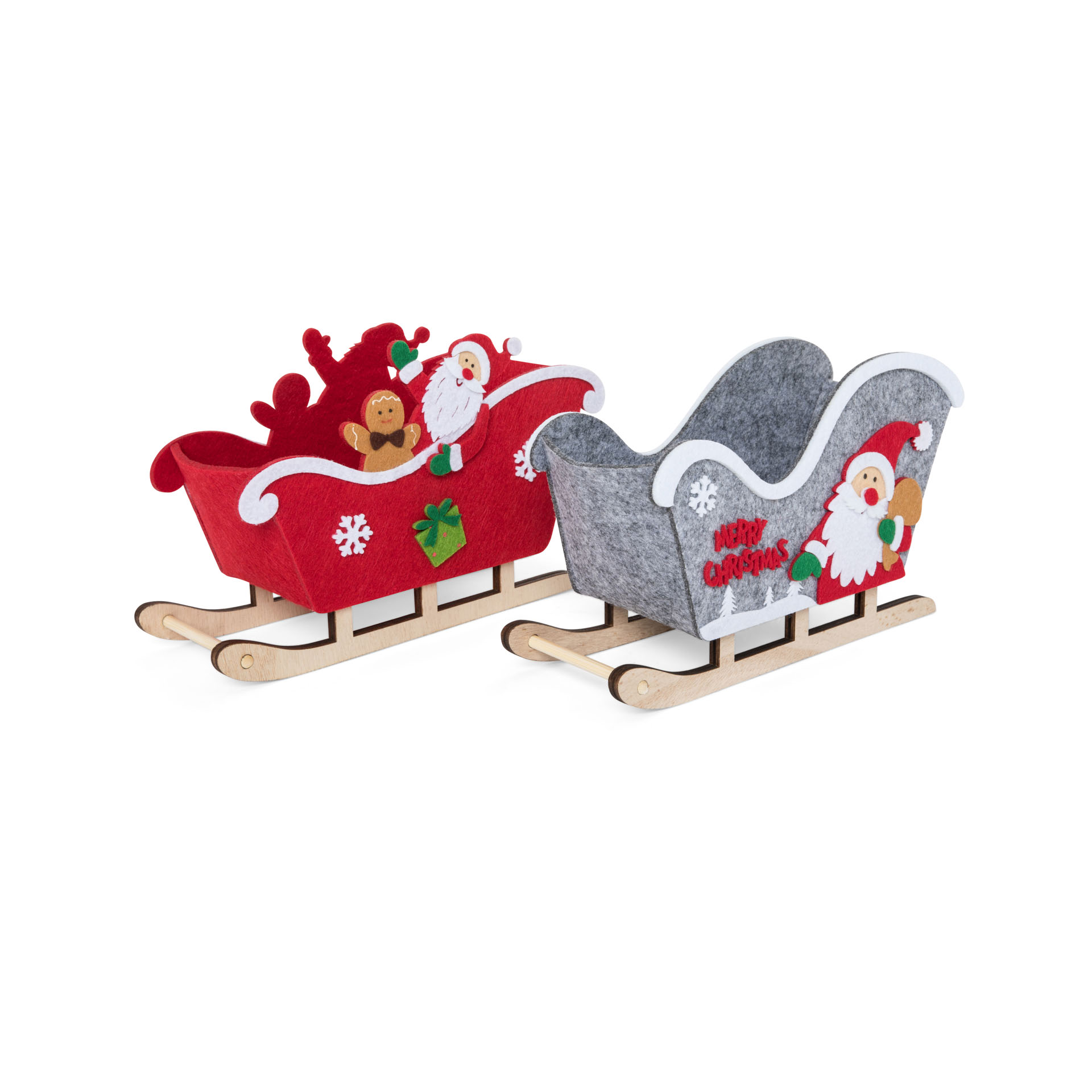 Slitta Babbo Natale in legno, , large