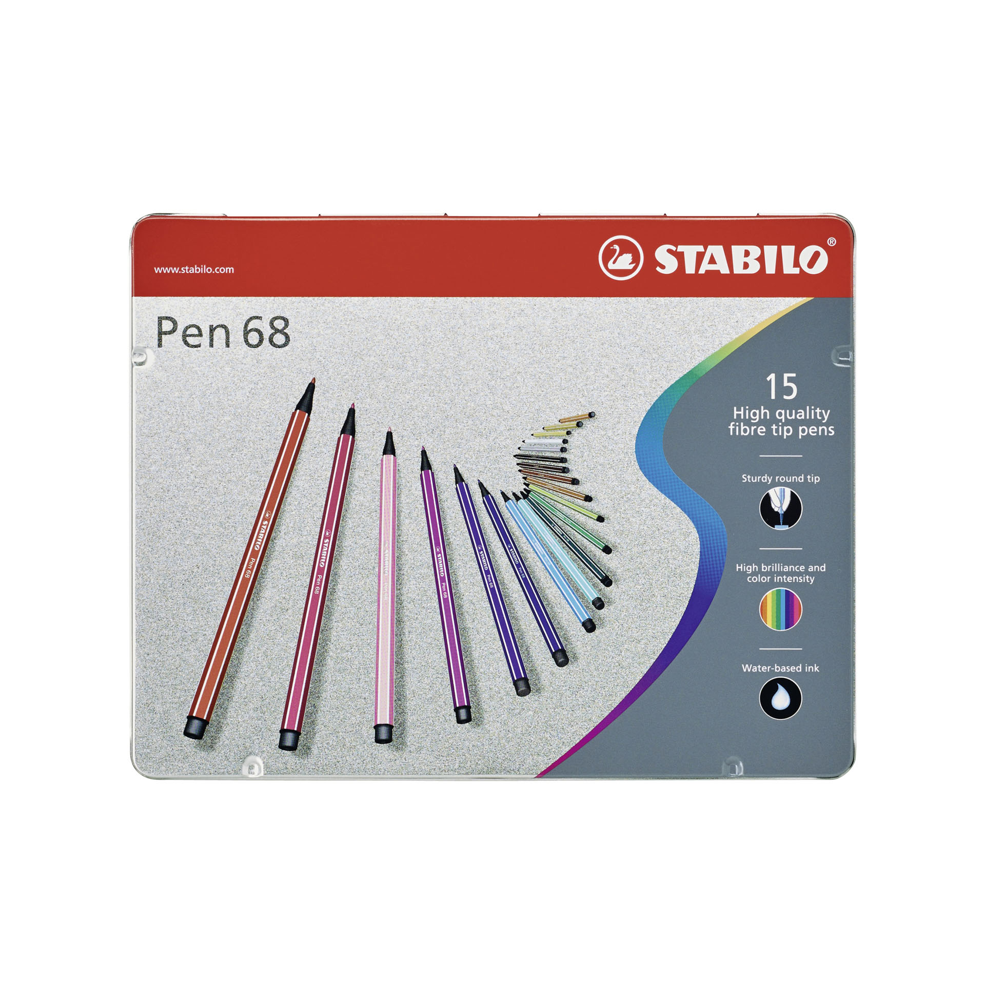 STABILO Pen 68 - Scatola in Metallo da 15 - Colori assortiti, , large