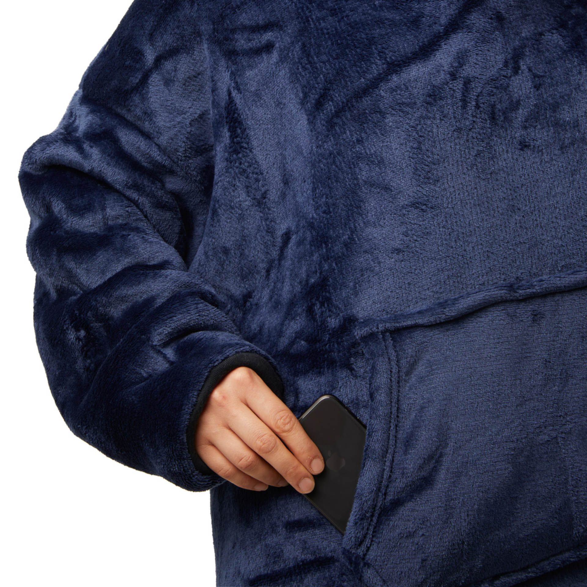 Coperta con maniche e cappuccio, colore blu, , large
