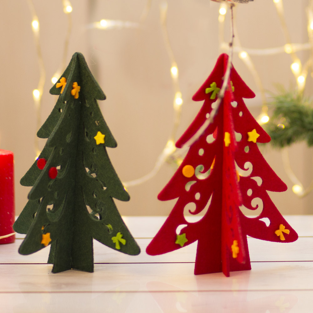 DIY Albero di Natale in Feltro DIY Natale Albero con 32pcs Ornaments 50 lampade LED per Bambini Natale Regali Home Door Wall Mgrett Feltro Albero Natale