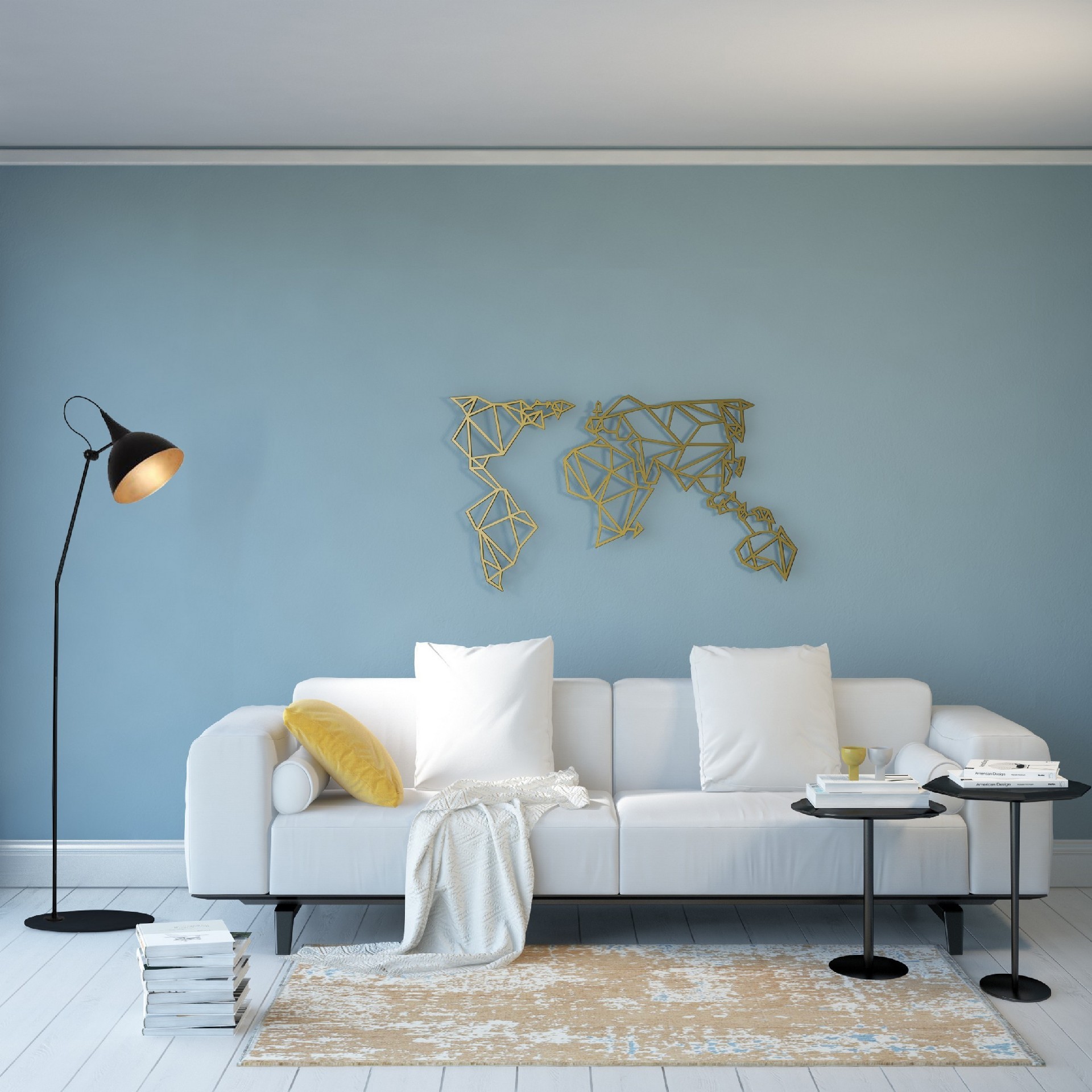 HOMEMANIA Decorazione da Parete Mondo, oro, , large