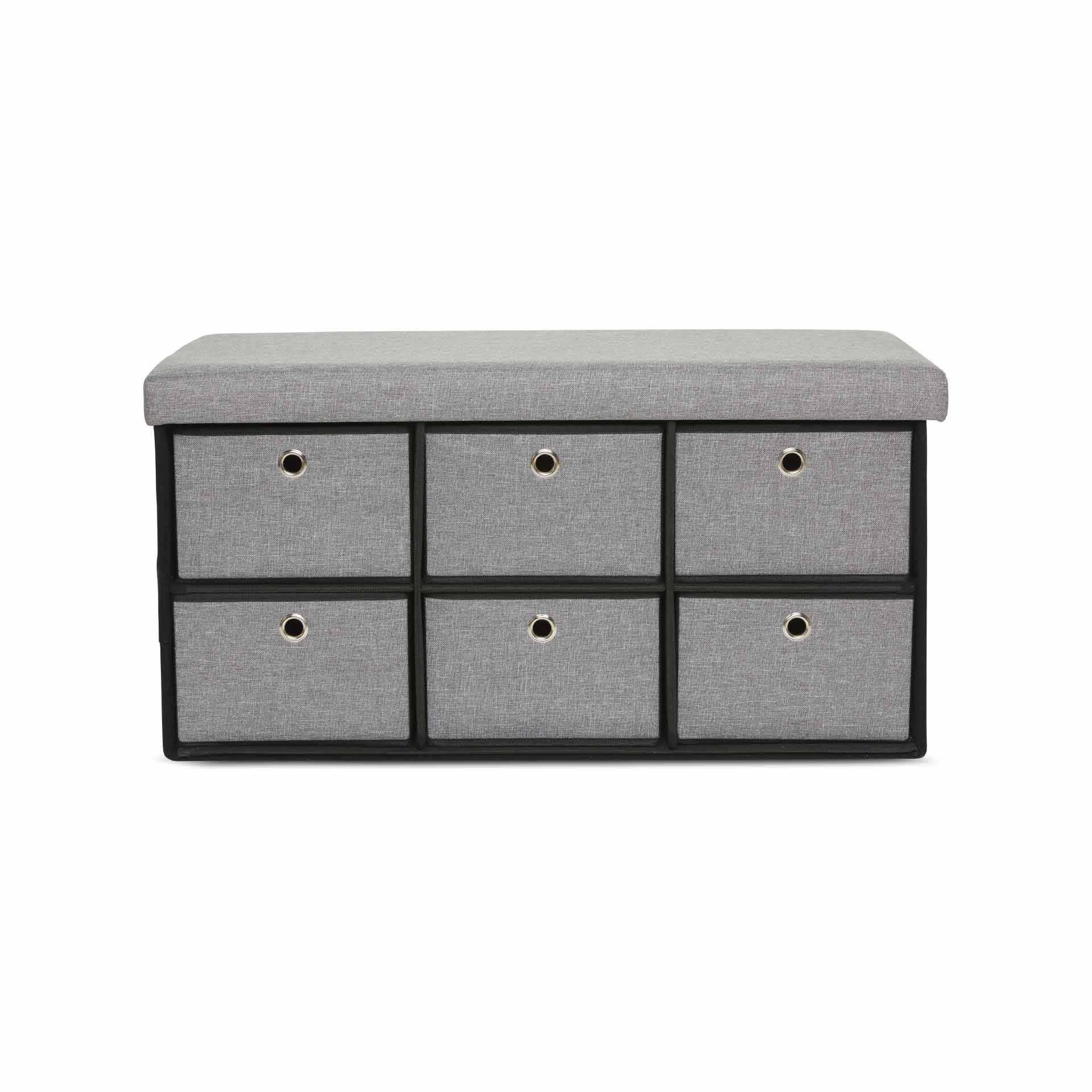 Cassapanca pouf contenitore con 6 cassetti, , large