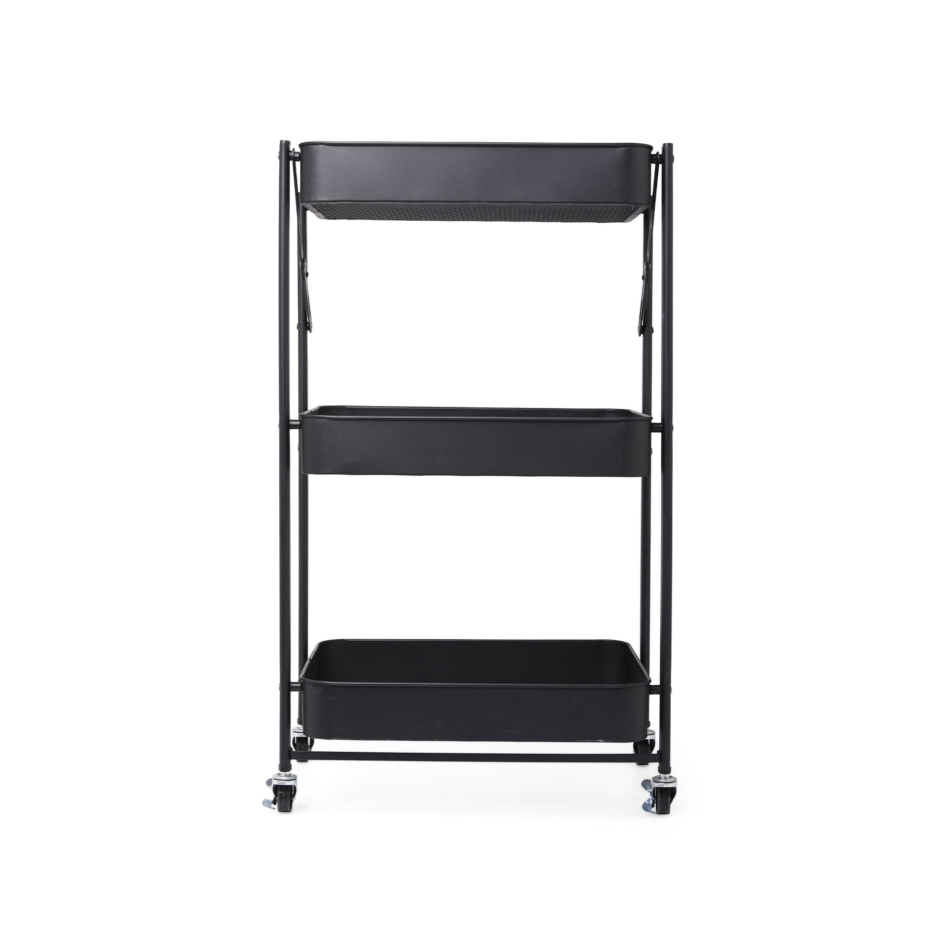 Carrello pieghevole a 3 ripiani, colore nero, , large