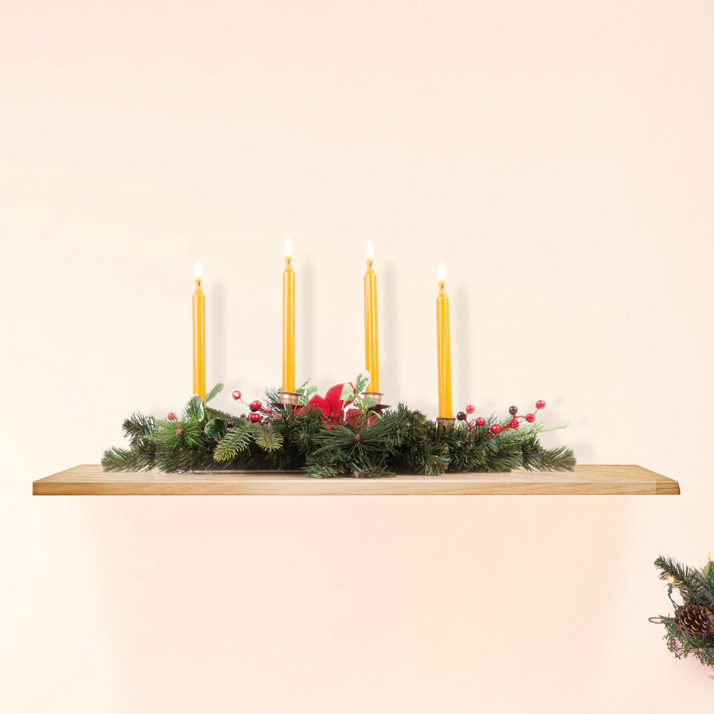 Centrotavola natalizio con porta candele, , large