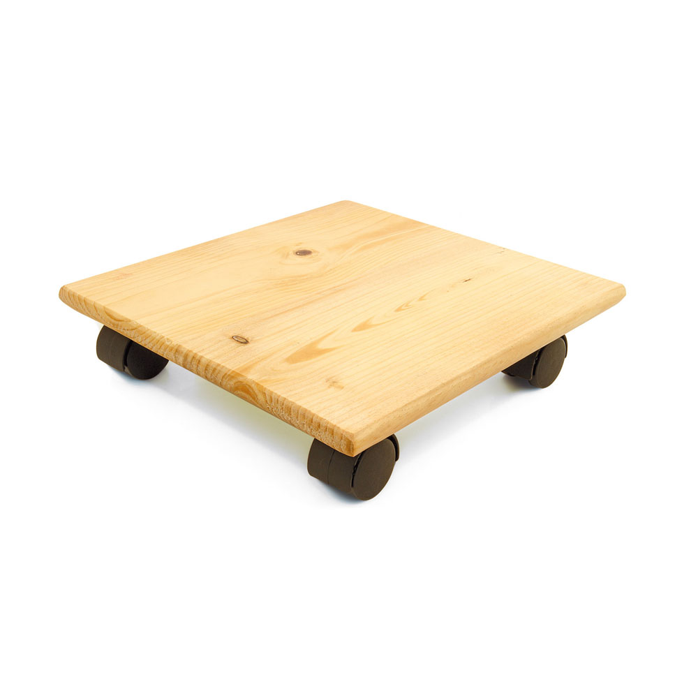 Sottovaso quadrato in legno con ruote, , large