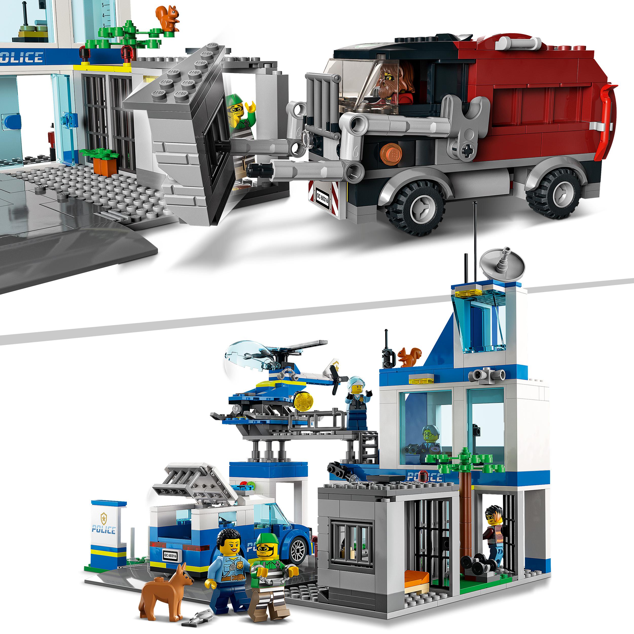 LEGO City Police Stazione di Polizia, con Camion della Spazzatura ed Elicottero 60316, , large