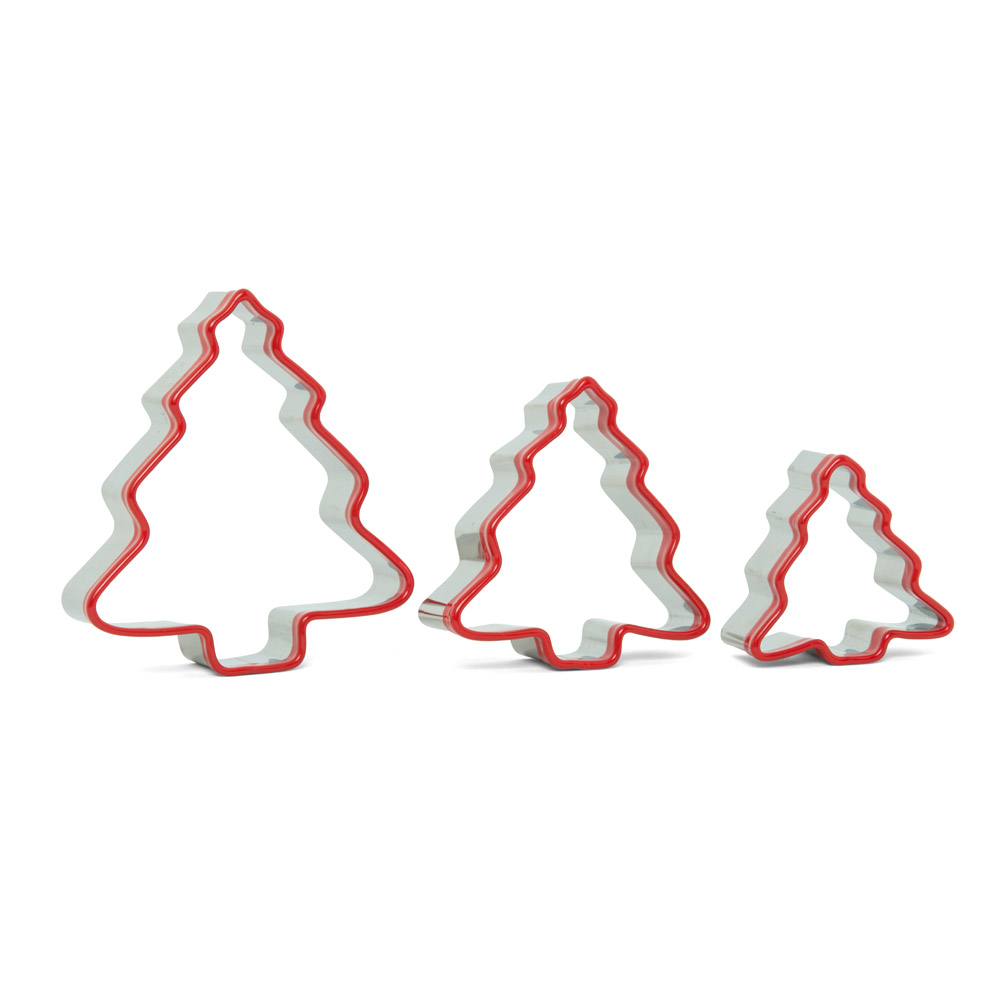 Stampi natalizi per biscotti a forma di abete, set da 3 pz, , large