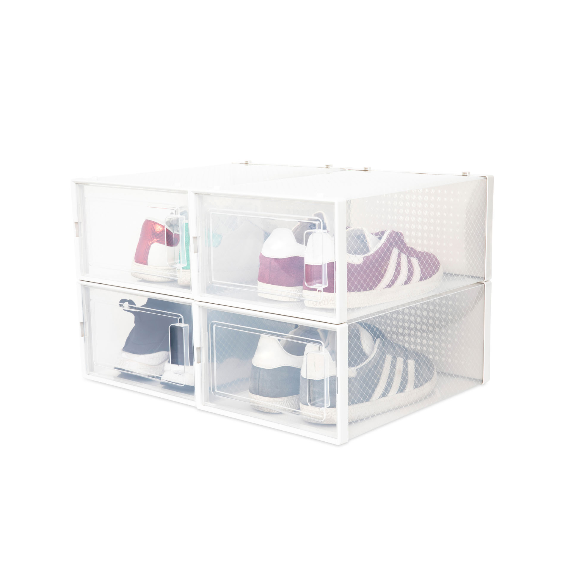 Set 4 scatole impilabili per scarpe, , large
