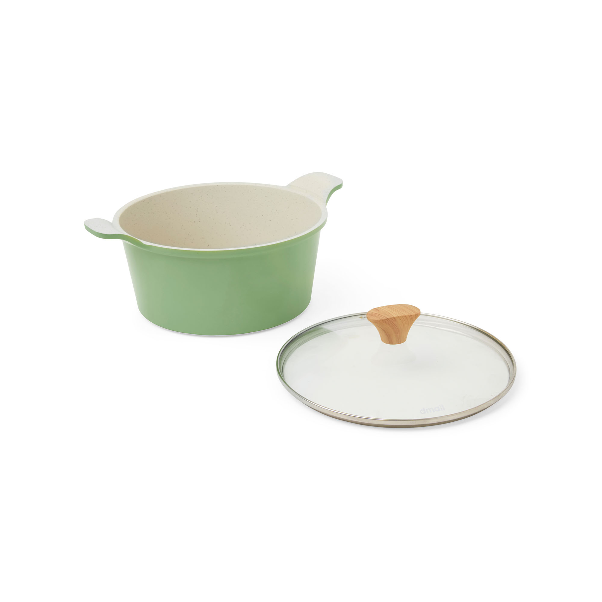 Casseruola in alluminio con coperchio in vetro diametro 24 cm colore verde, , large
