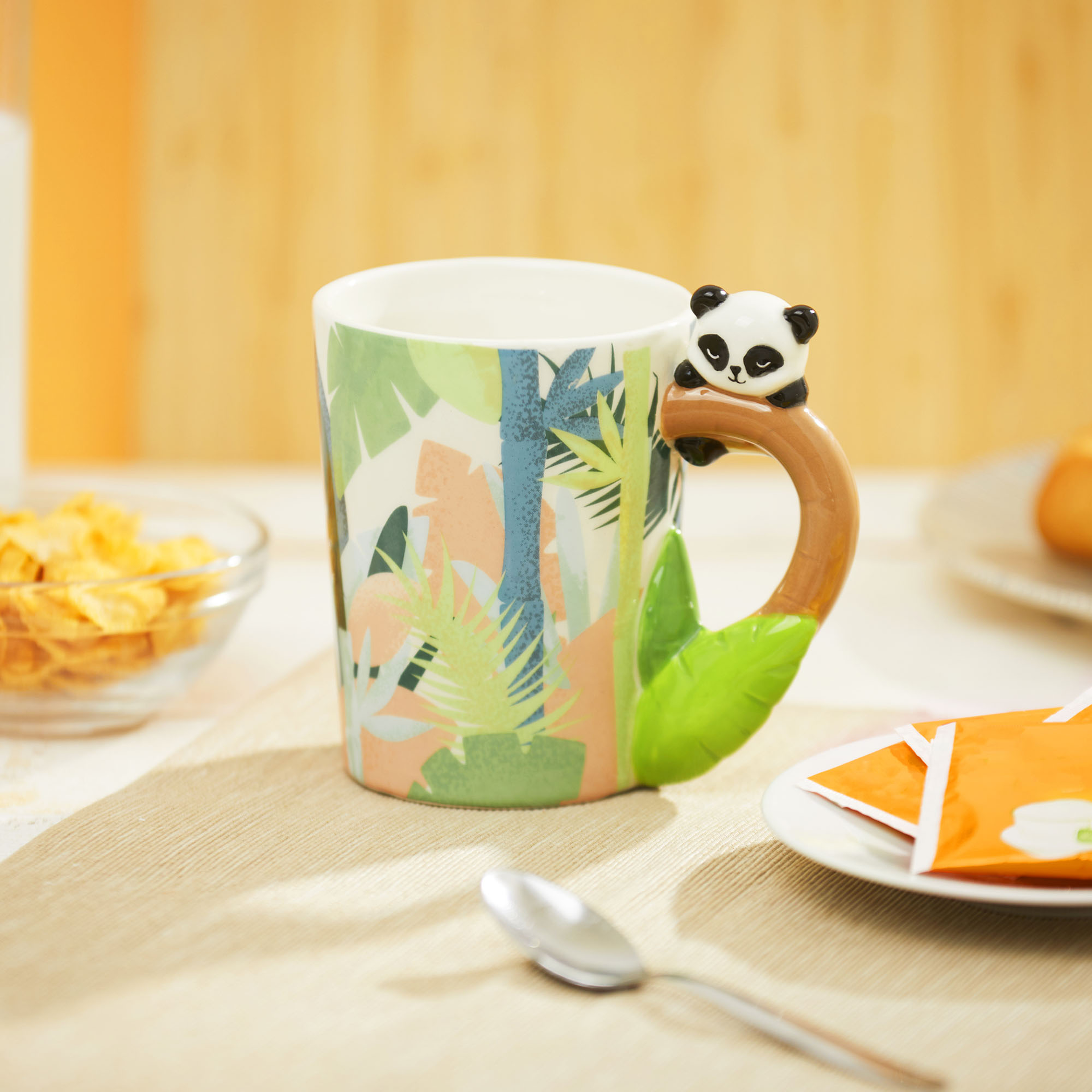 I-TOTAL Tazza in ceramica con porta biscotti Panda