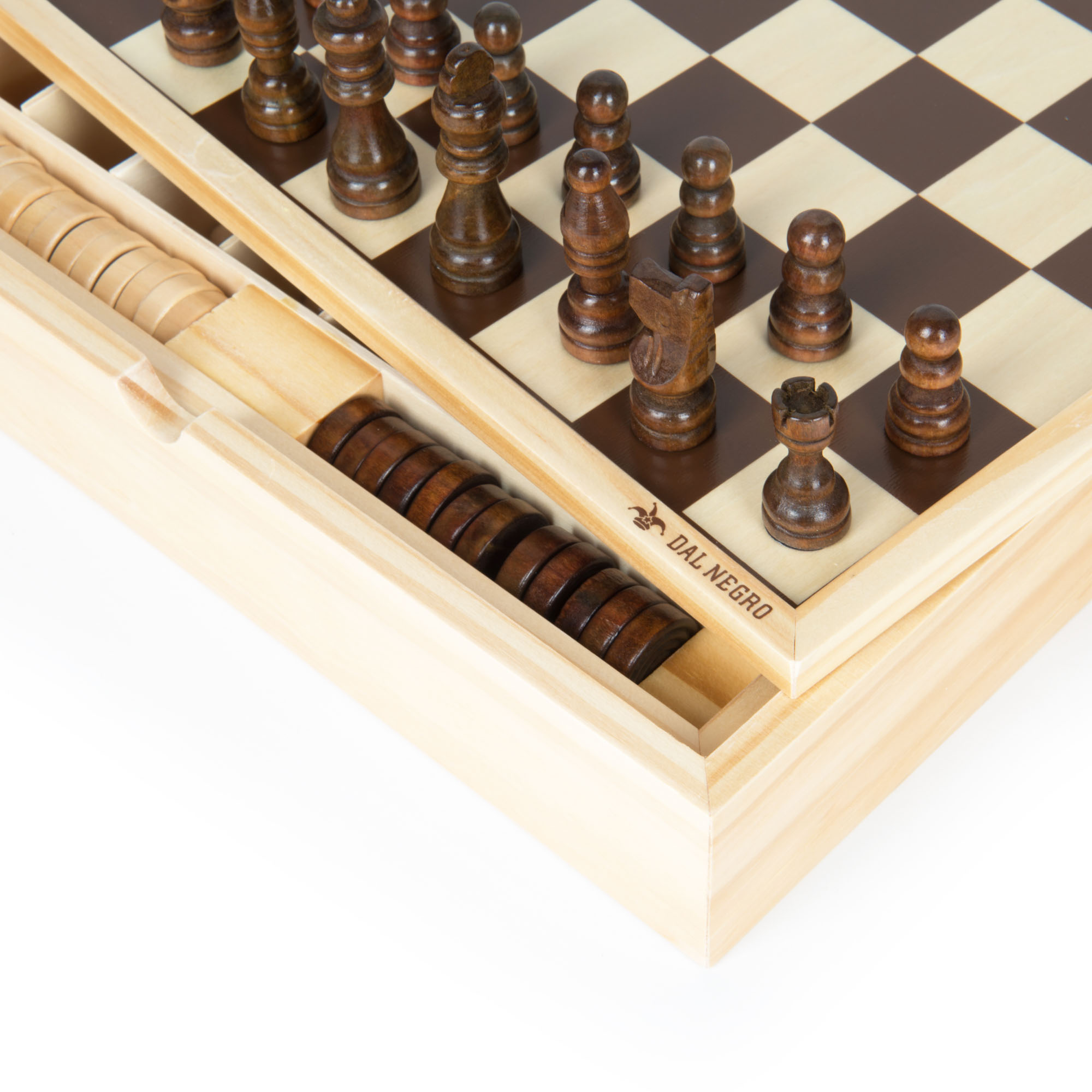 Gioco da tavola dama scacchi e tria in legno, , large