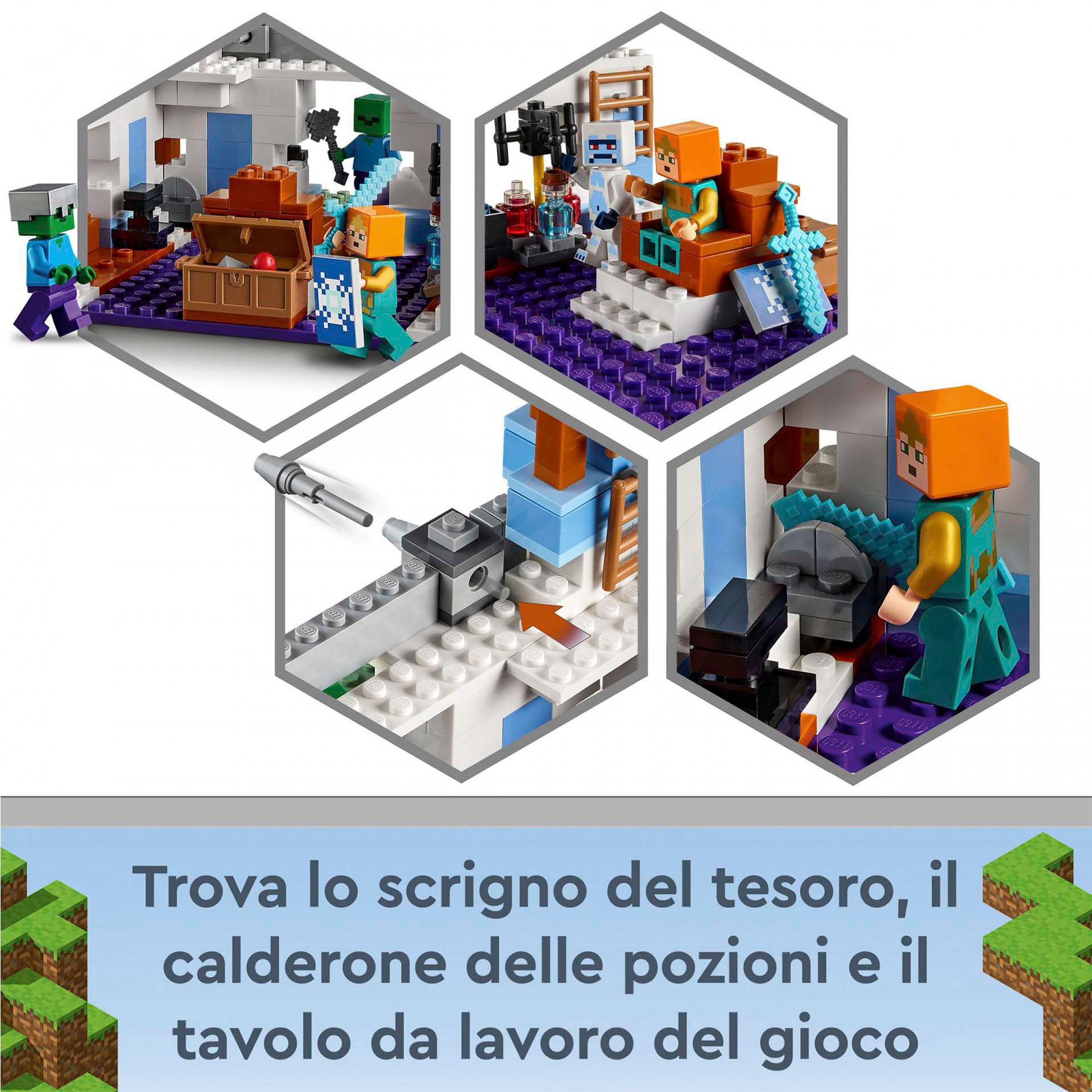 LEGO Minecraft Il Castello di Ghiaccio, Giocattoli Creativi da Costruire con Fig 21186, , large