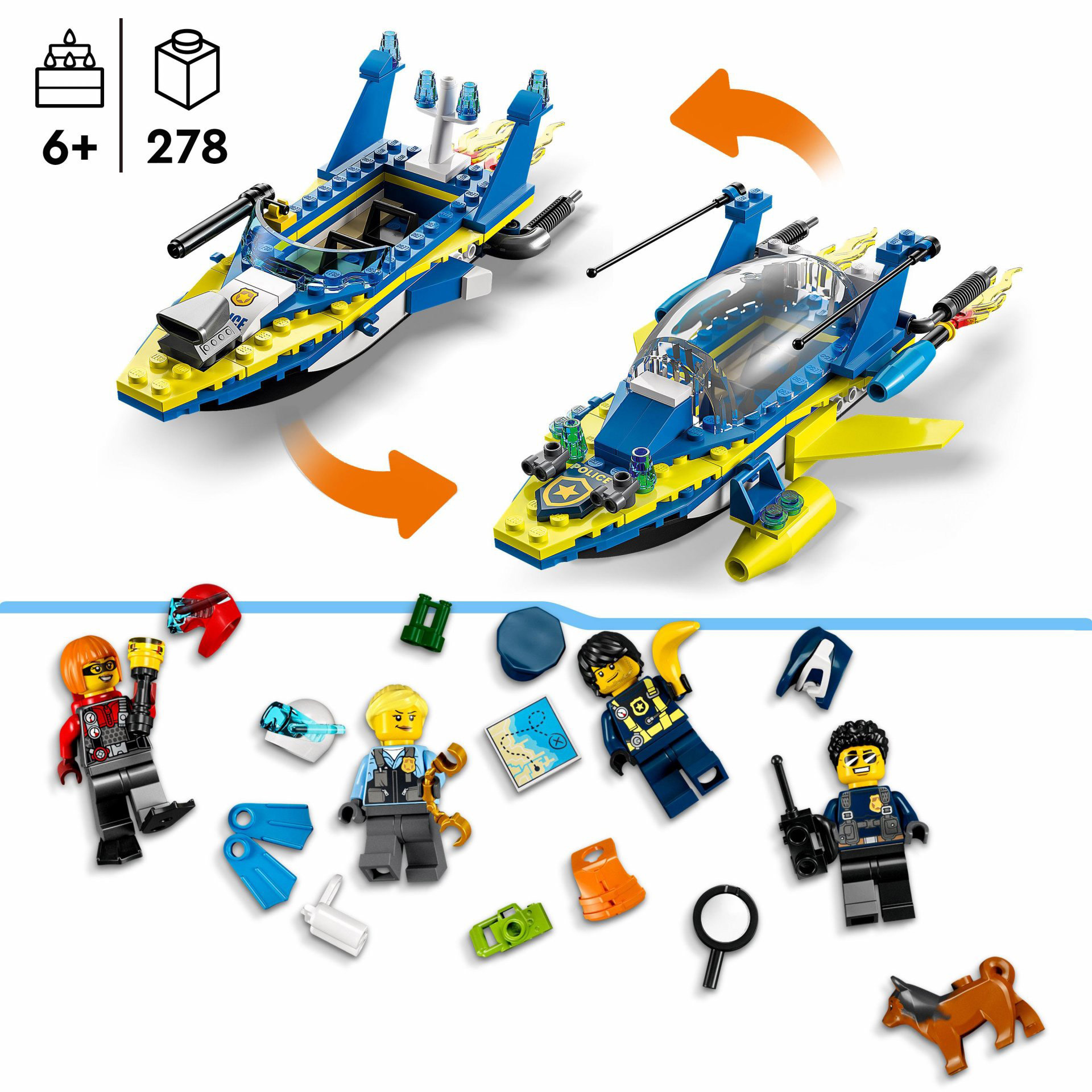 LEGO City Missioni Investigative della Polizia Marittima, Set Costruzioni con Av 60355, , large