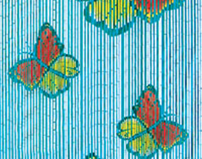 Tenda in vero bambù con farfalle colorate, , large