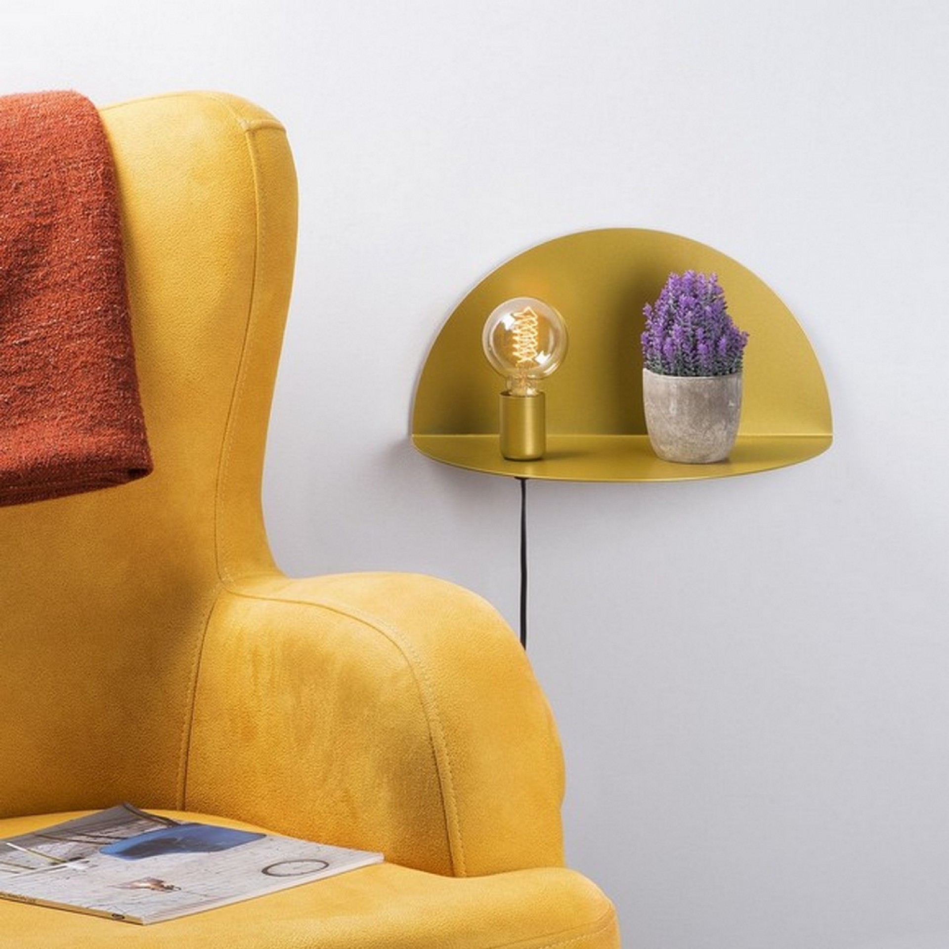 HOMEMANIA Lampada a Parete Shelfie, oro, , large