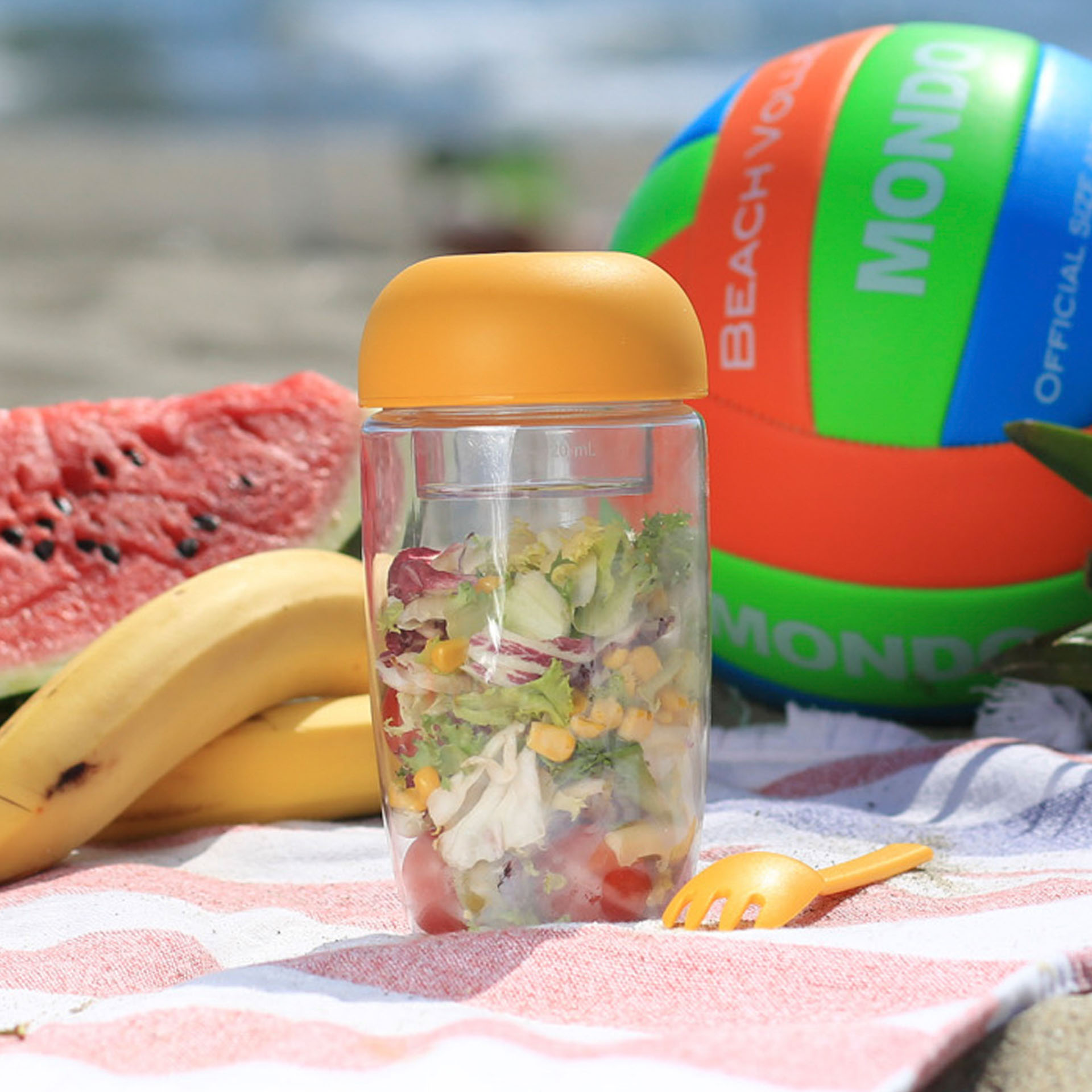 Contenitore per insalata con porta condimento, , large