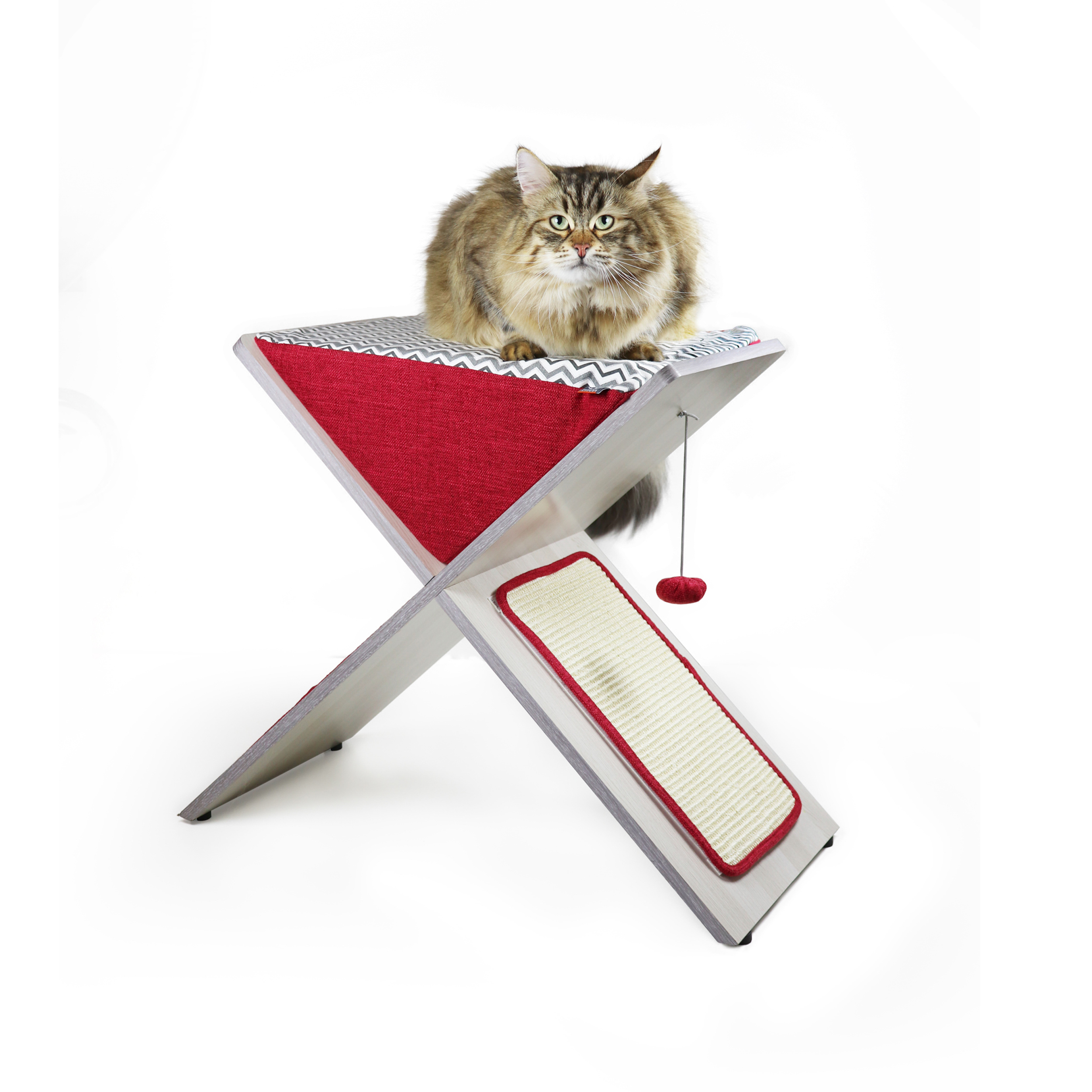 United Pets Tiragraffi in legno con cuscino imbottito e tappetini ricambio, , large