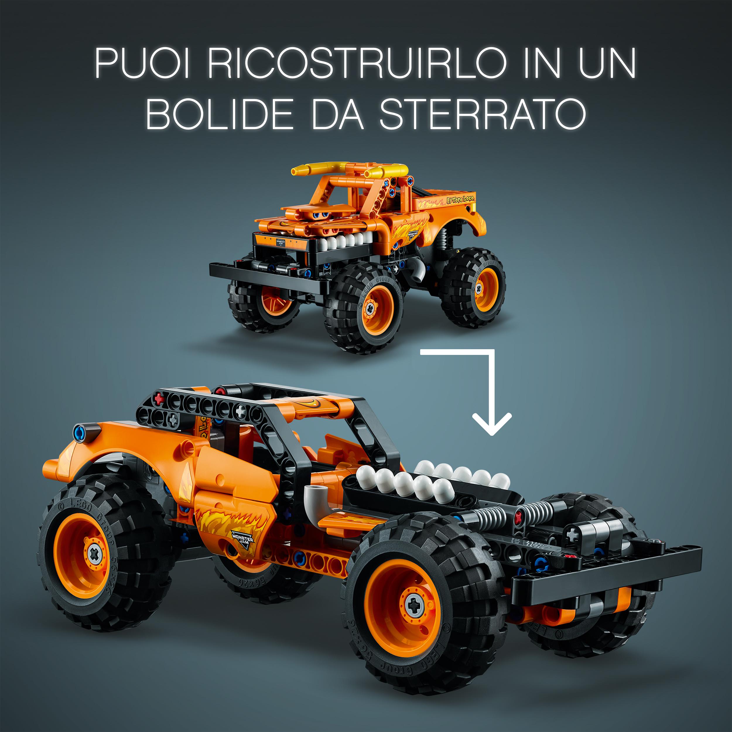 LEGO Technic Monster Jam El Toro Loco, Set 2 in 1 Camion e Macchina Giocattolo, 42135, , large