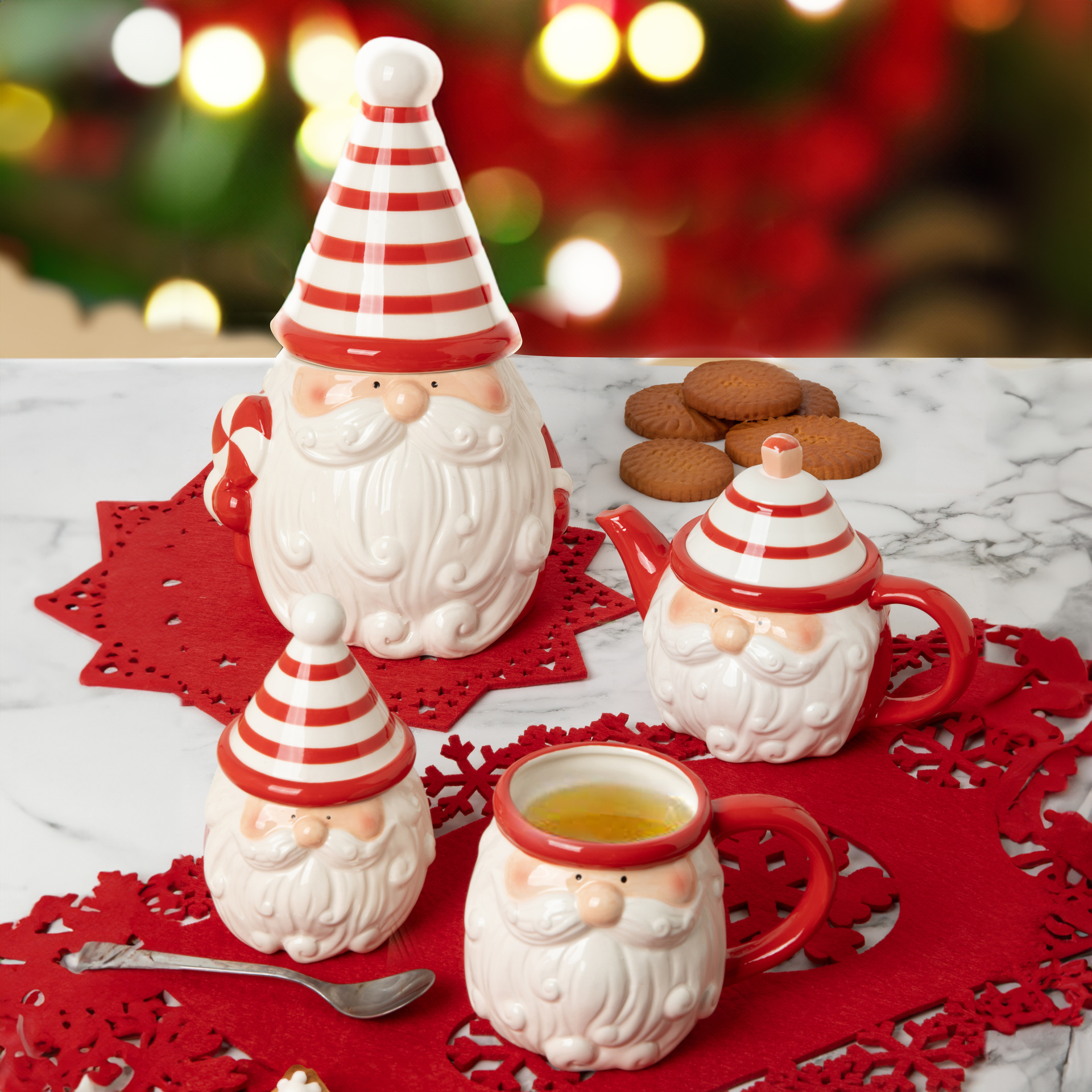 Biscottiera In Ceramica Babbo Natale, , large