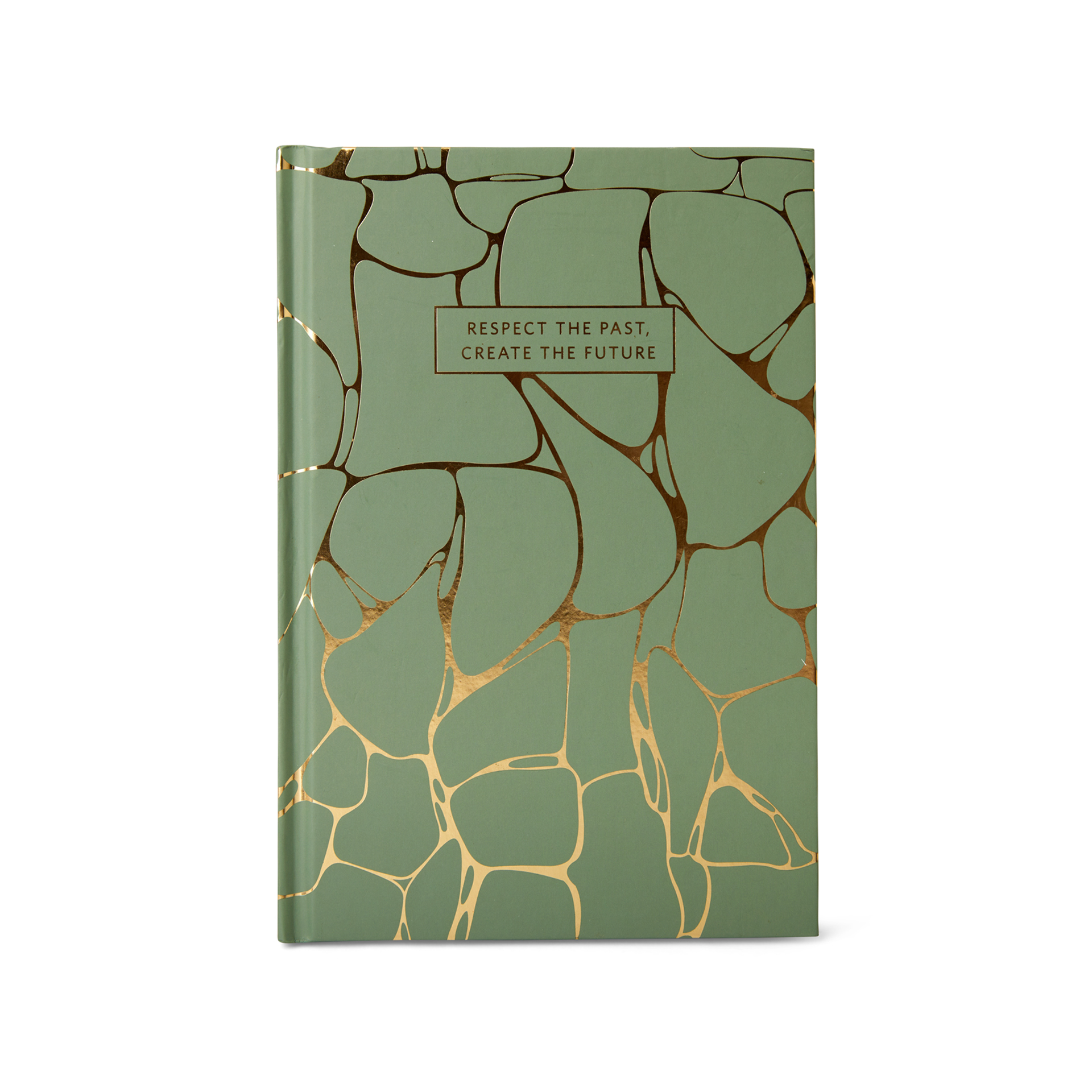 Quaderno A5 A Quadretti Con Copertina Rigida Color Verde Marmorizzato Oro, , large
