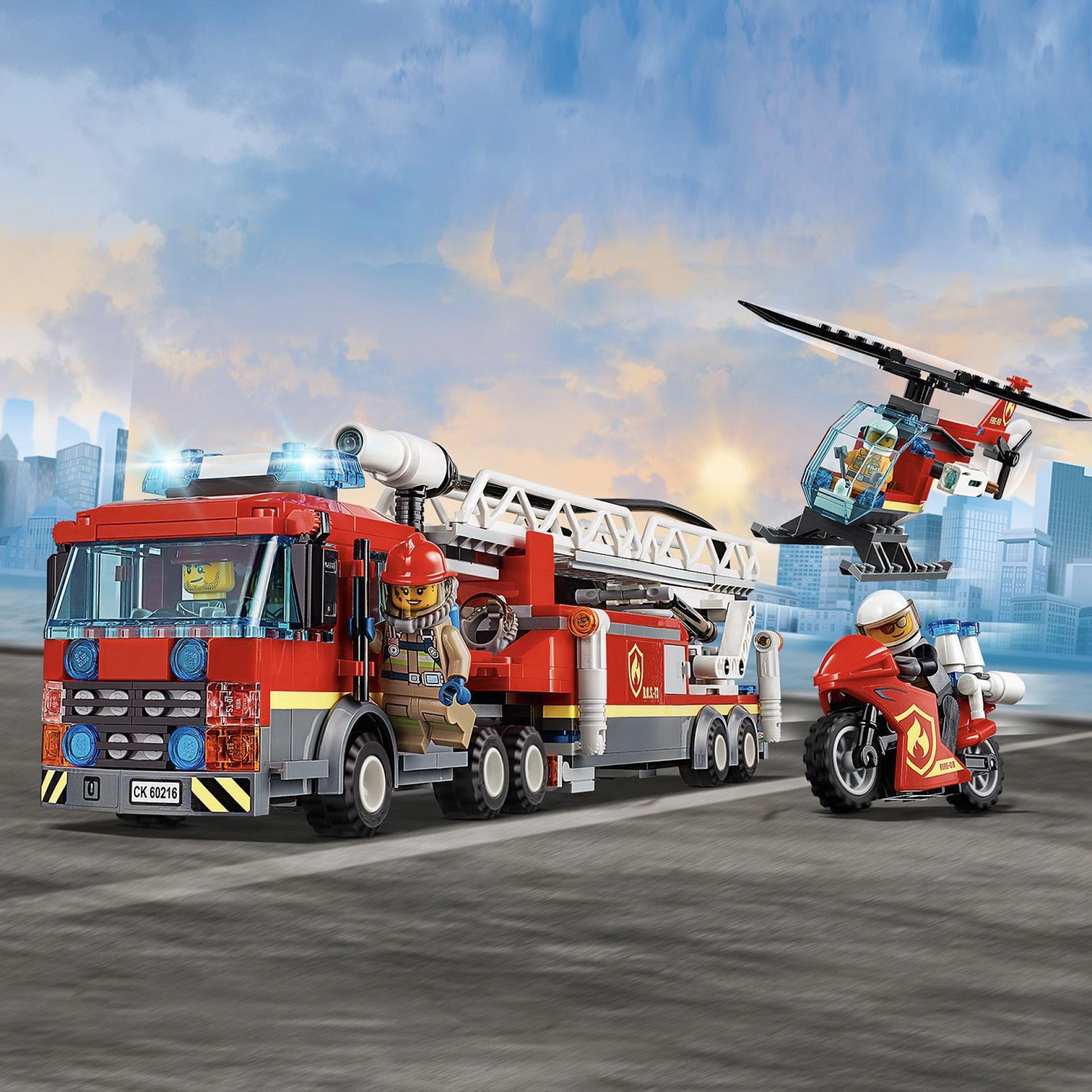 LEGO City Fire Missione Antincendio in Città, Stazione dei Pompieri con Camion G 60216, , large