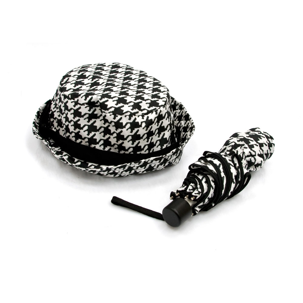 Set ombrello + cappello da pioggia fantasia pied-de-poule