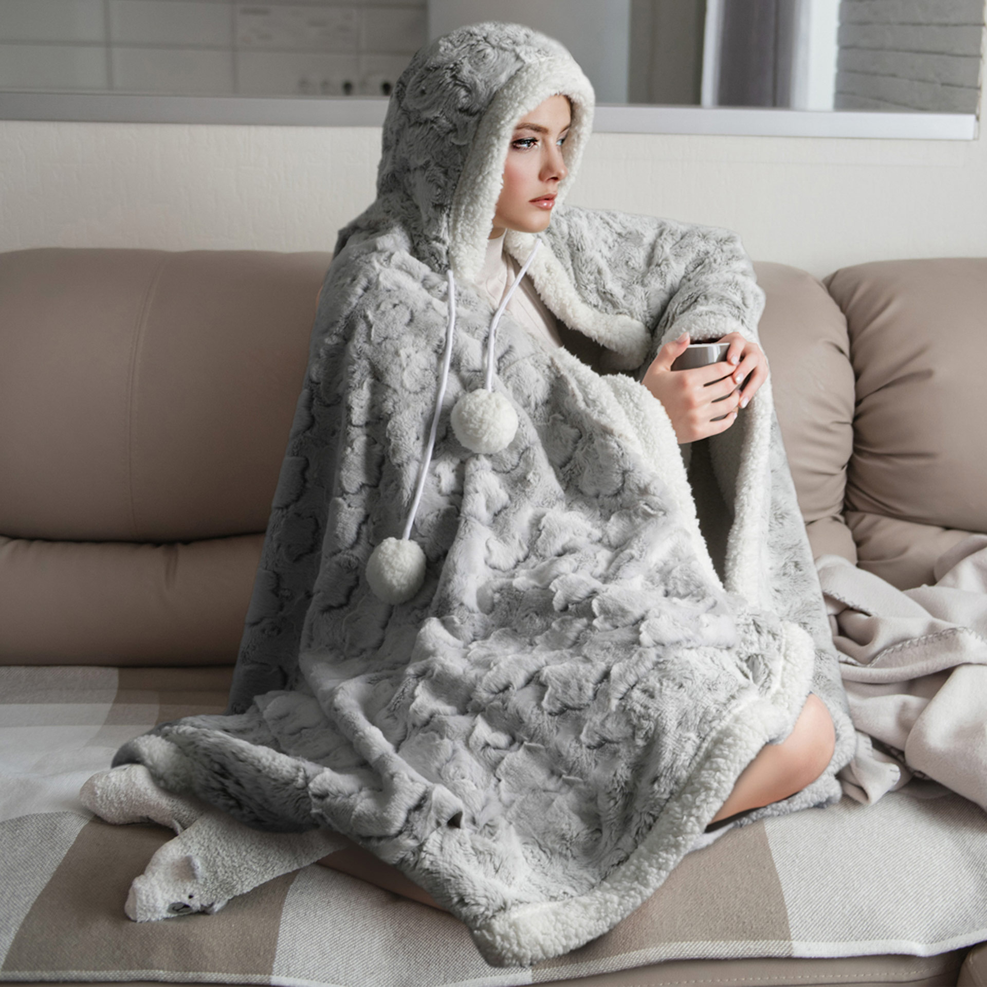Coperta con cappuccio, , large