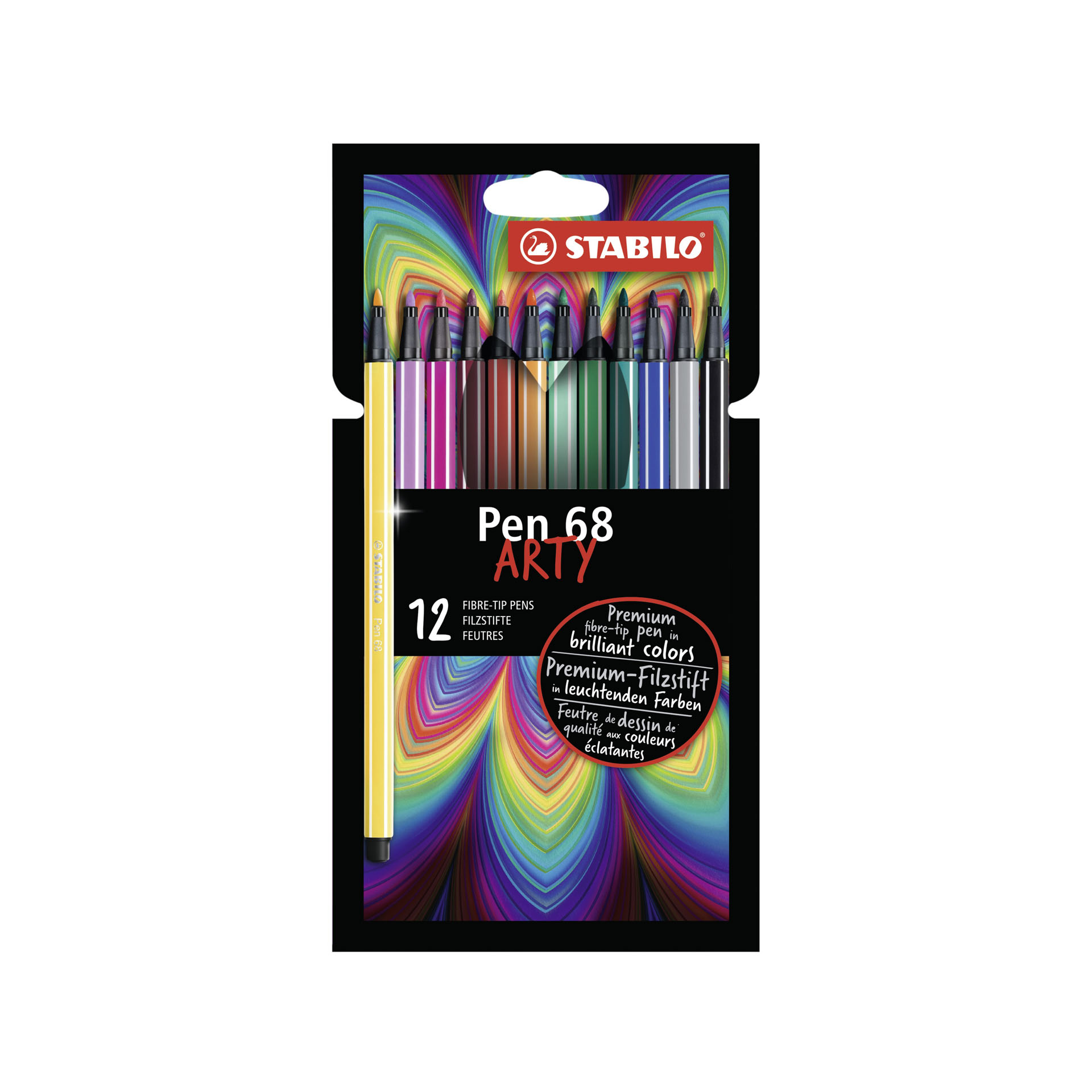 STABILO Pen 68 - ARTY - Astuccio da 12 con appendino - 12 colori assortiti, , large