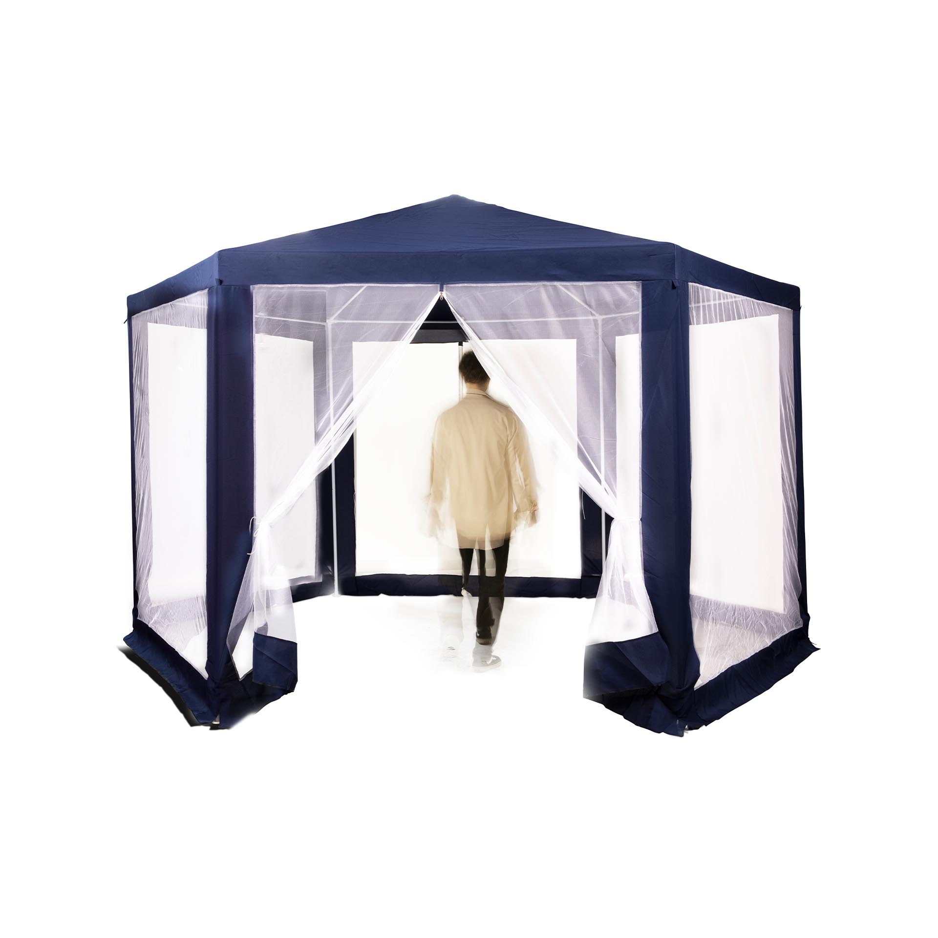 Gazebo esagonale con zanzariera, , large