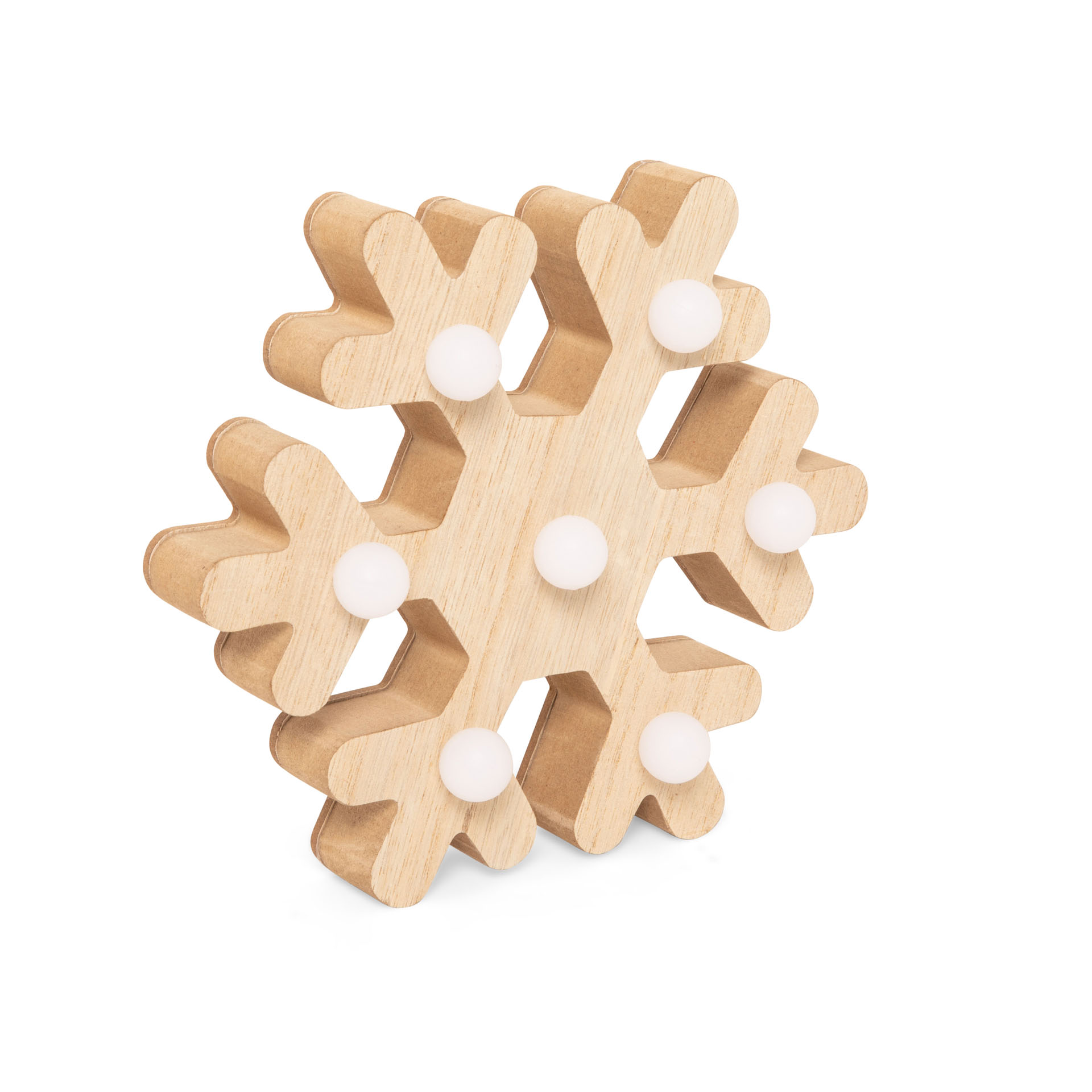 Fiocco Di Neve In Legno Con Luci Led, , large