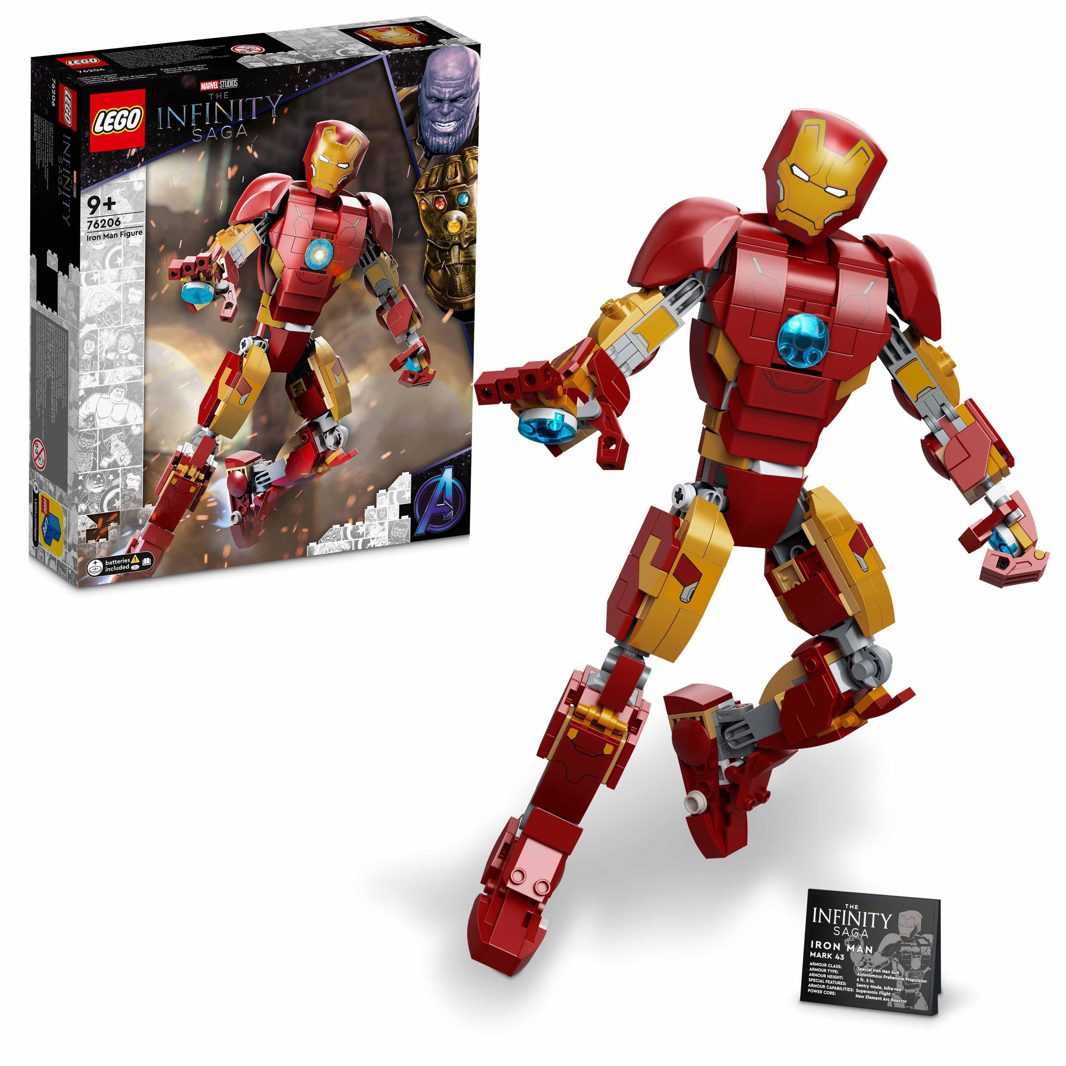 LEGO Marvel Personaggio di Iron Man, Giocattoli Super Heroes per Bambini dai 9 A 76206, , large