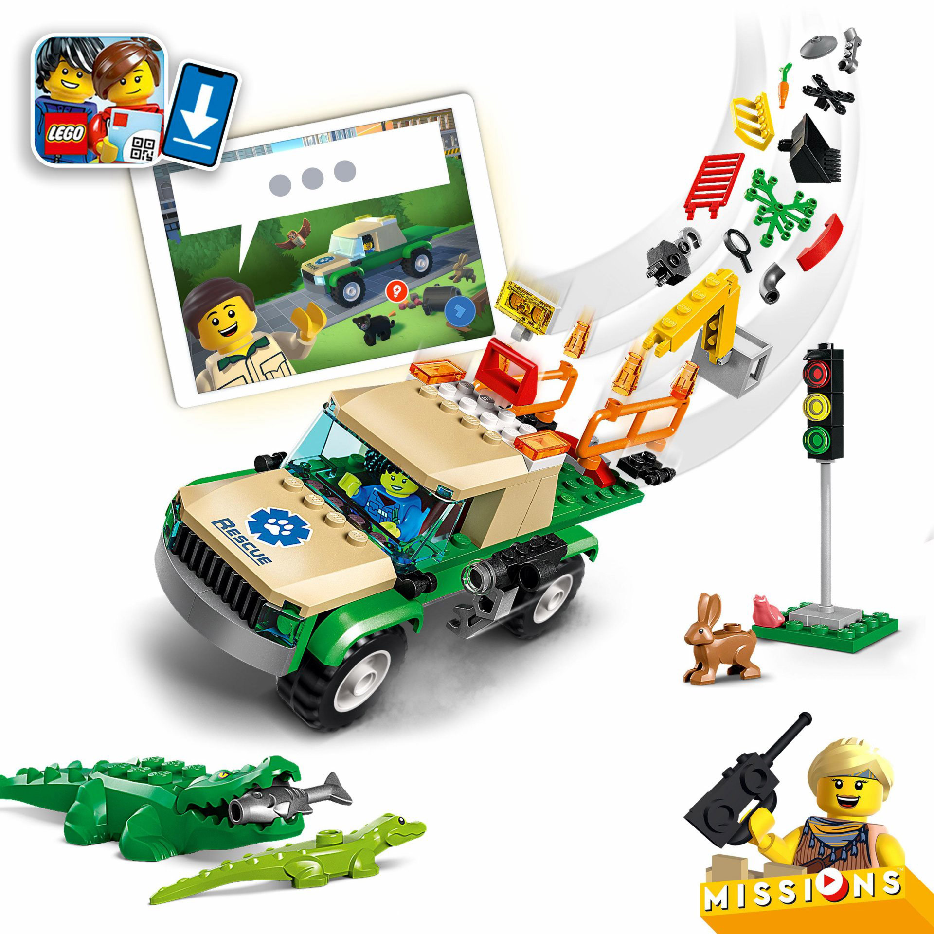 LEGO City Missioni di Salvataggio Animale, Set di Costruzioni con Avventura Digi 60353, , large