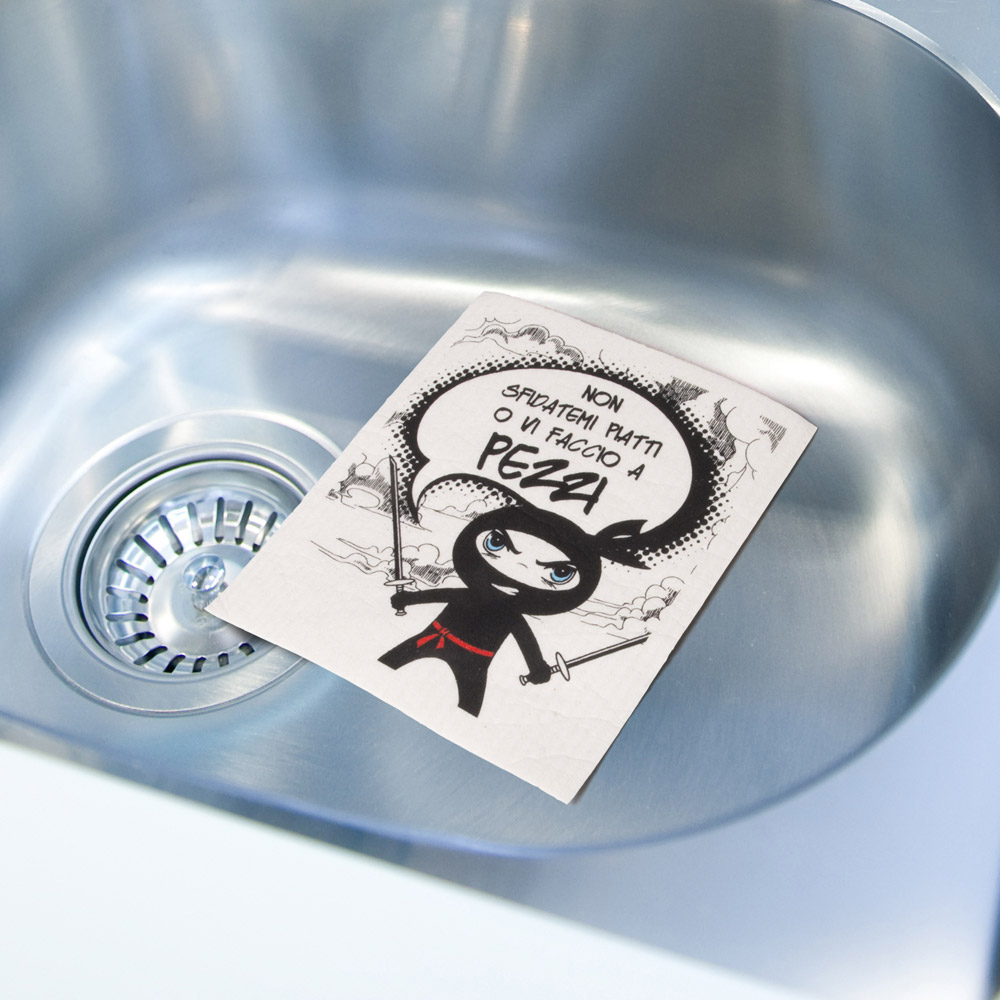 Spugna per piatti con fumetto ninja, , large