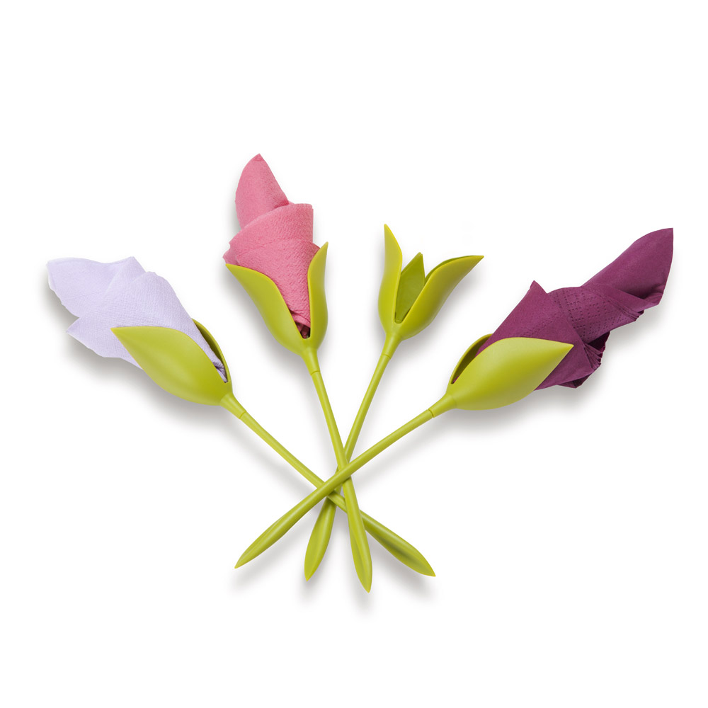 Portatovaglioli a forma di fiore Bloom - Set di 4 pz, , large