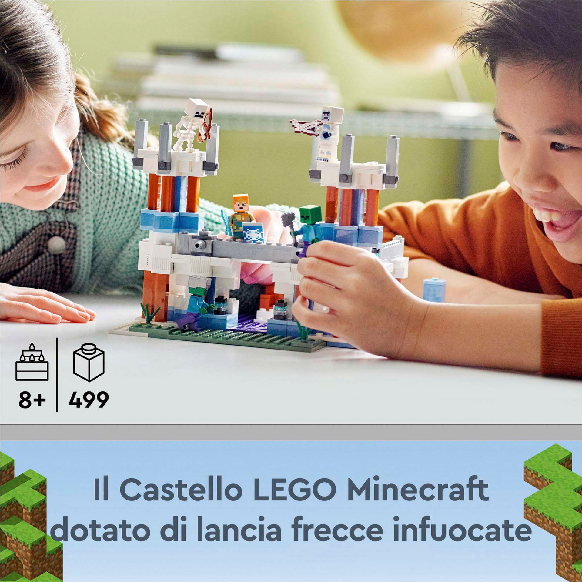 LEGO Minecraft Il Castello di Ghiaccio, Giocattoli Creativi da Costruire con Fig 21186, , large