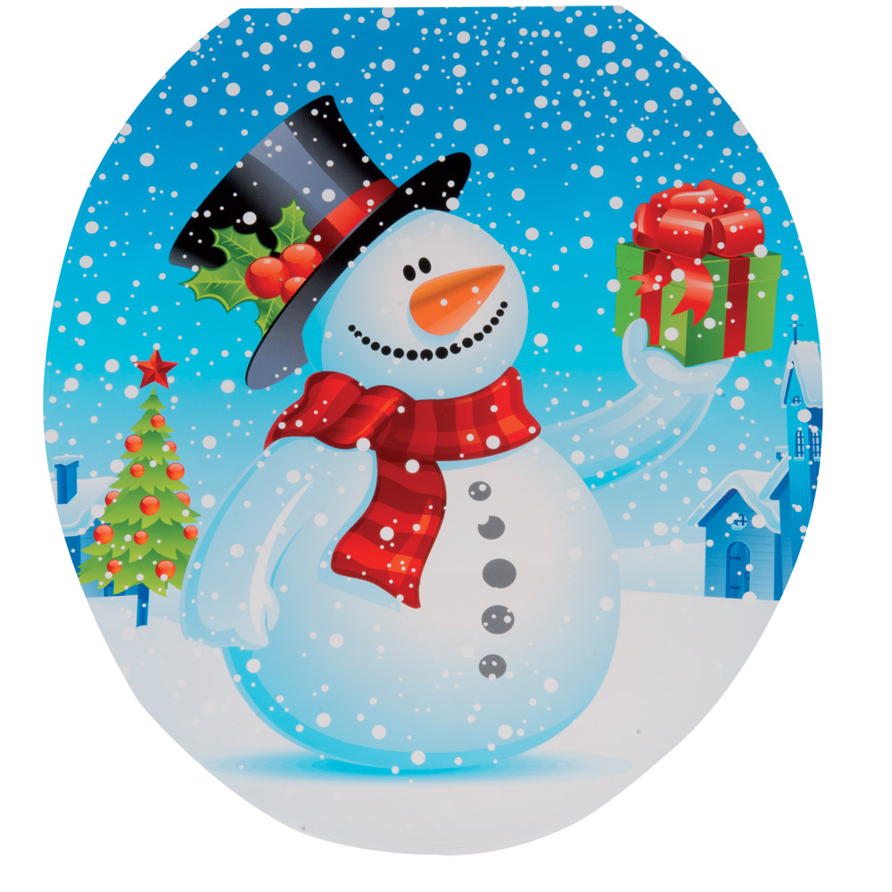 Decorazione adesiva wc pupazzo di neve, , large