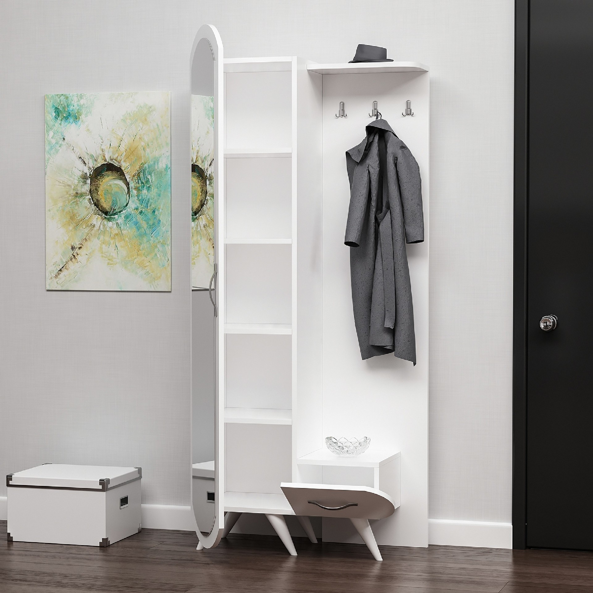 HOMEMANIA Mobile Ingresso Kerry, bianco, , large