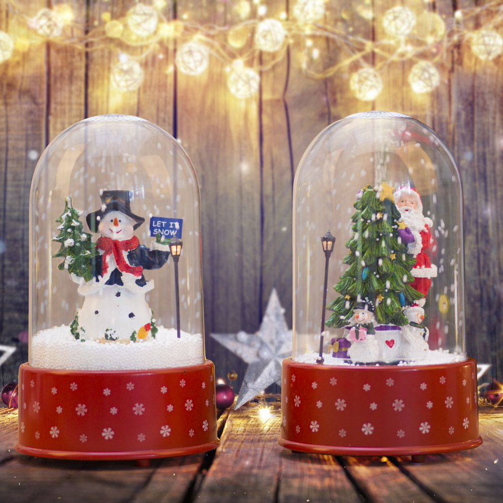 Campana musicale natalizia con neve, , large