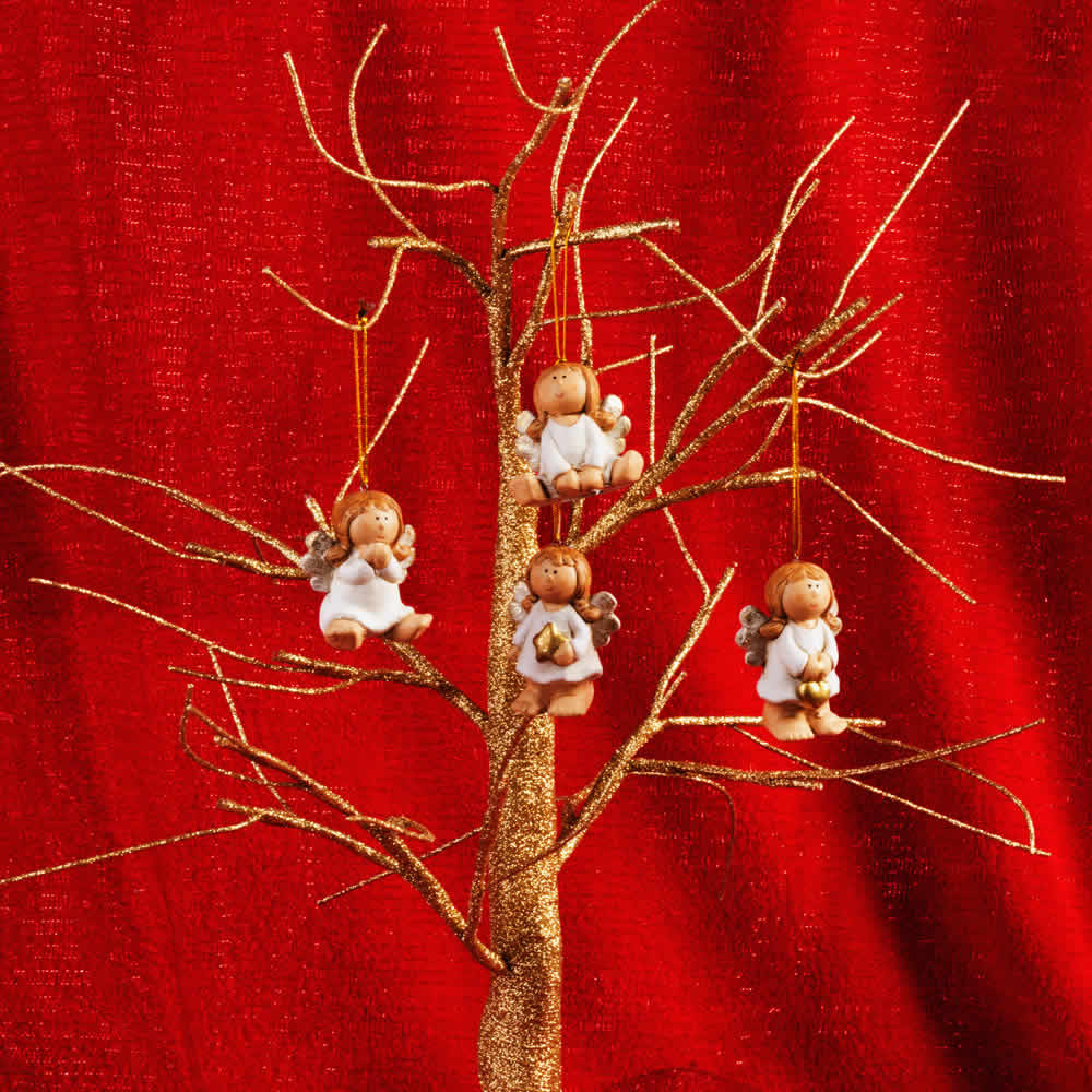 Set 4 angioletti per albero di Natale, , large